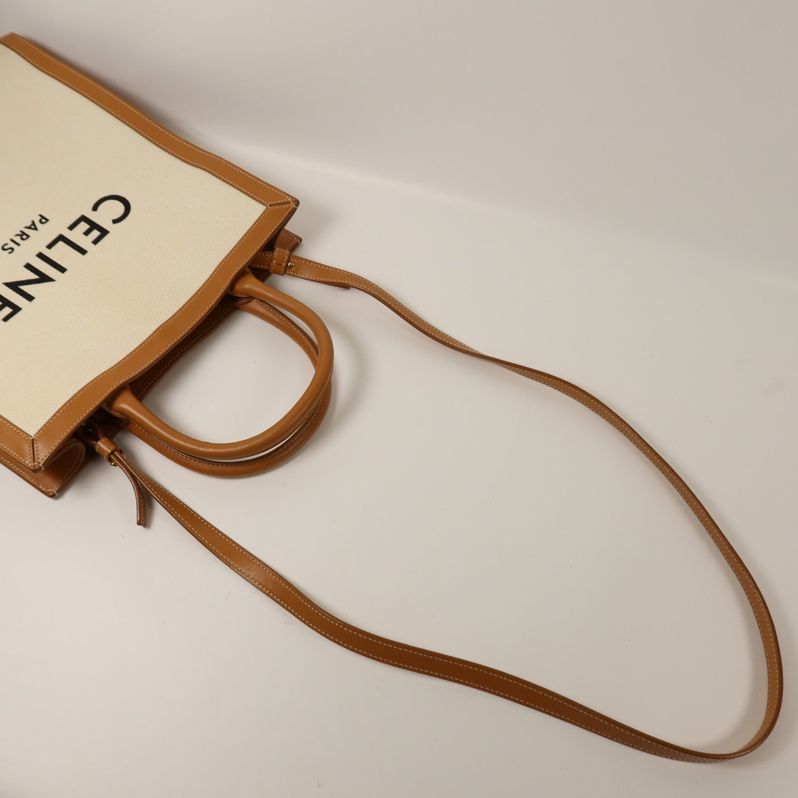 CELINE 【激減優惠】帆布/皮革Cabas金扣手挽肩背兩用袋