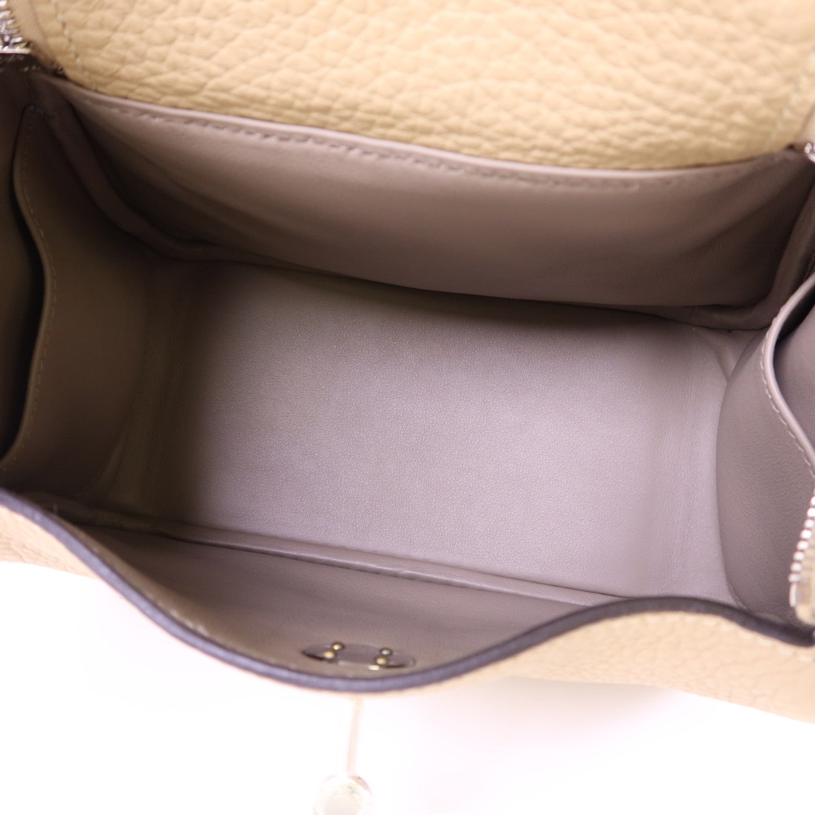 HERMES Clemence皮革Mini Lindy銀扣手挽肩背兩用袋Trench