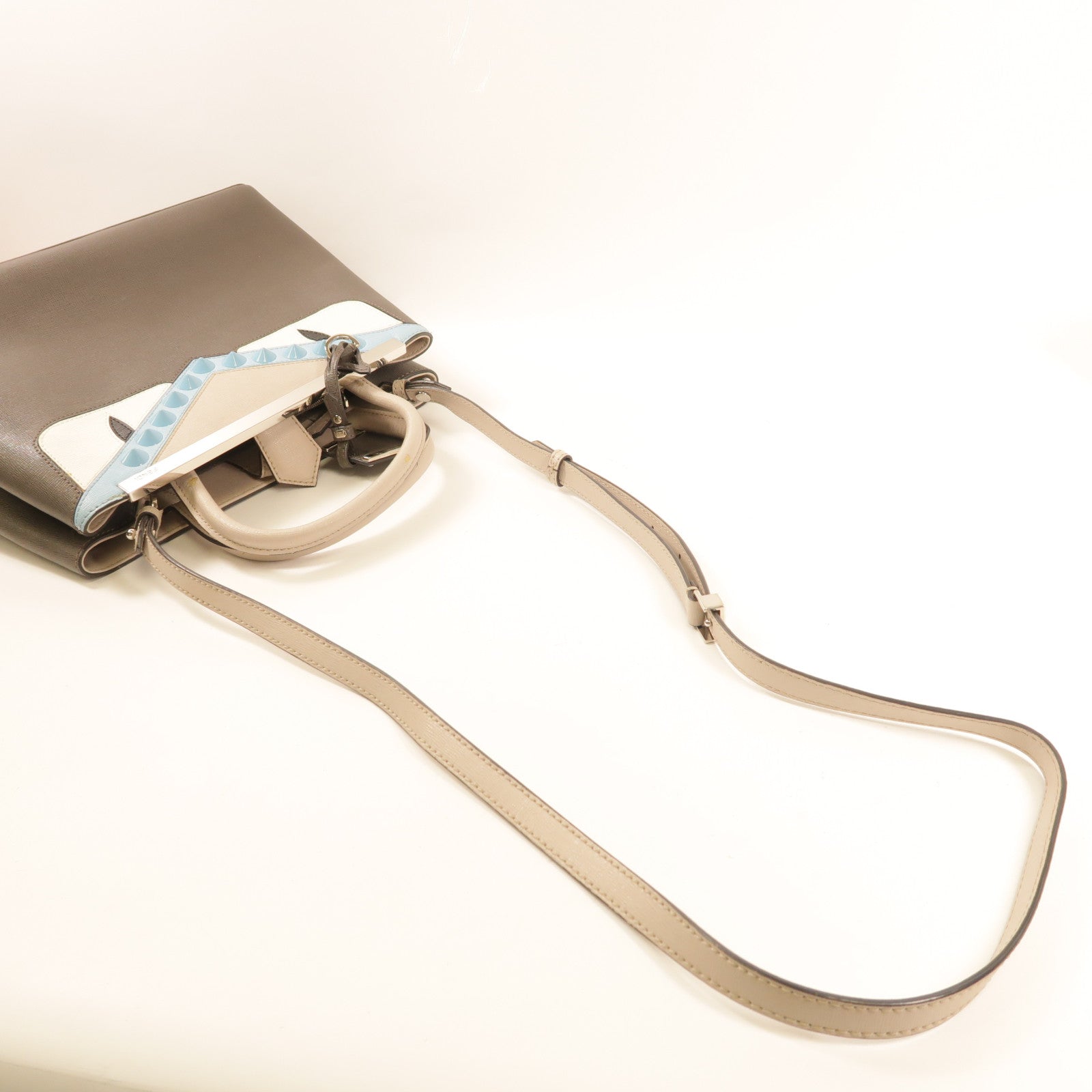 FENDI 【激減優惠】牛皮皮革Petite 2 Jours金扣手挽肩背兩用袋灰色