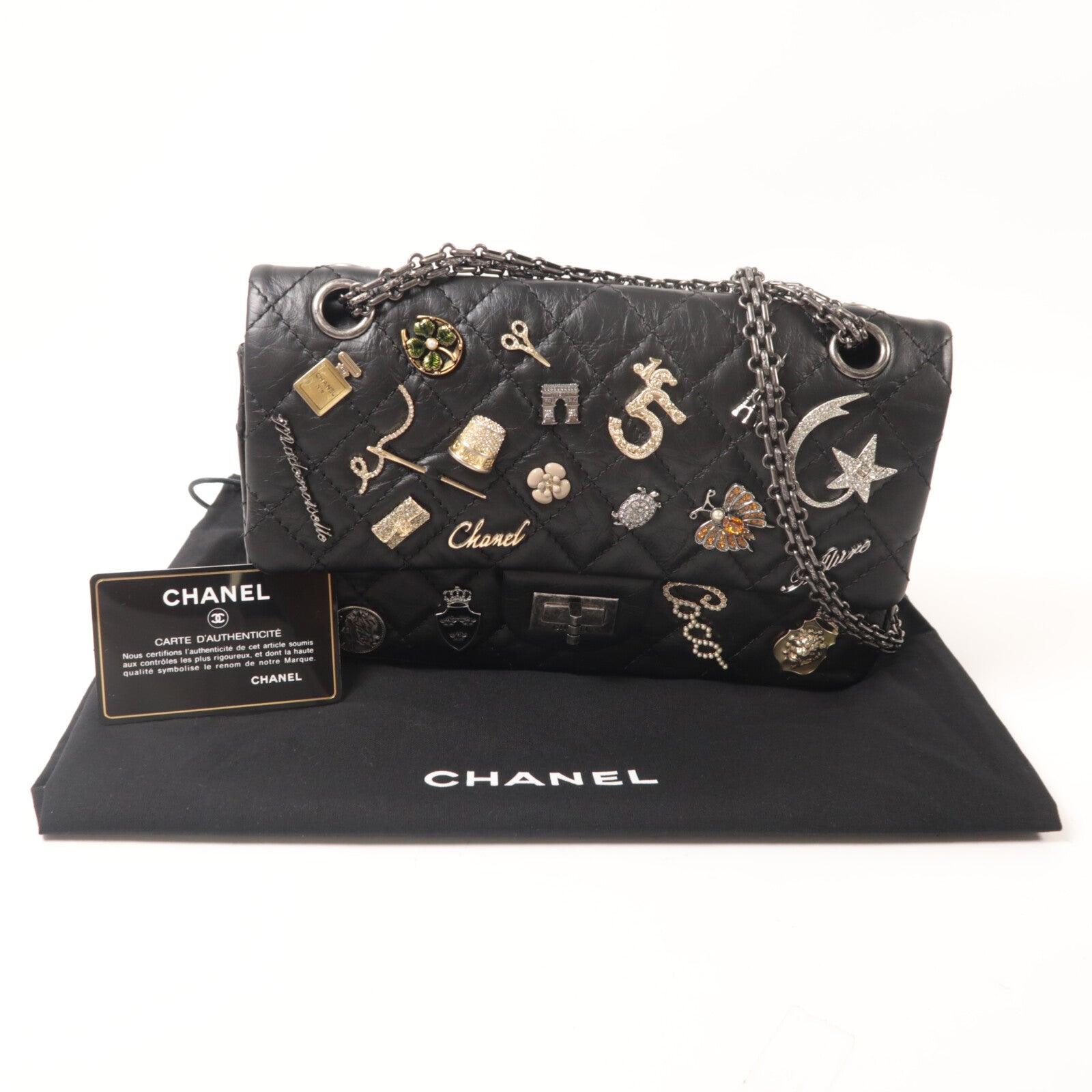 CHANEL 牛皮皮革2.55 Reissue Lucky Charm鏈帶肩背袋