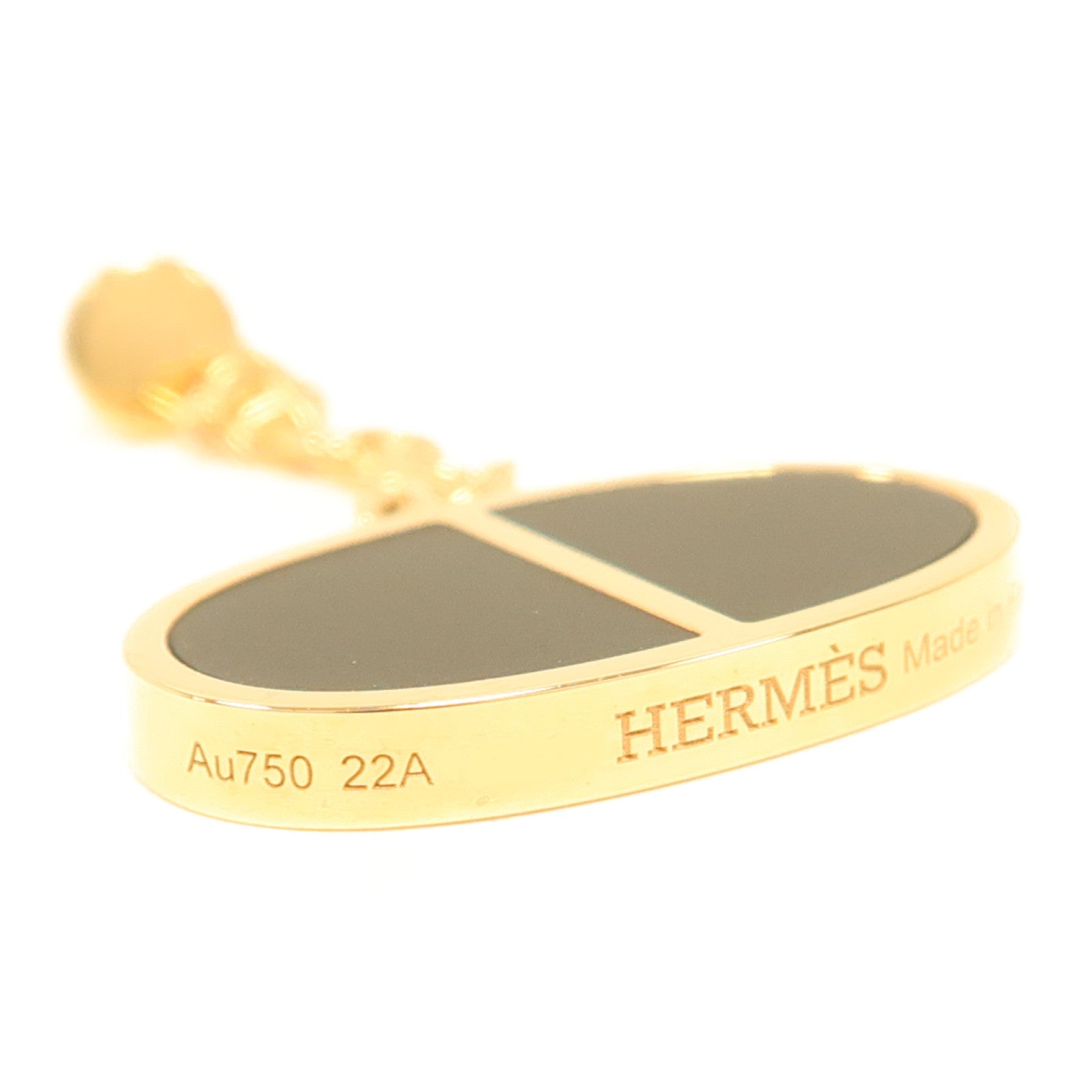 HERMES 18K黃金Chaine D'ancre Earrings耳環黑色/