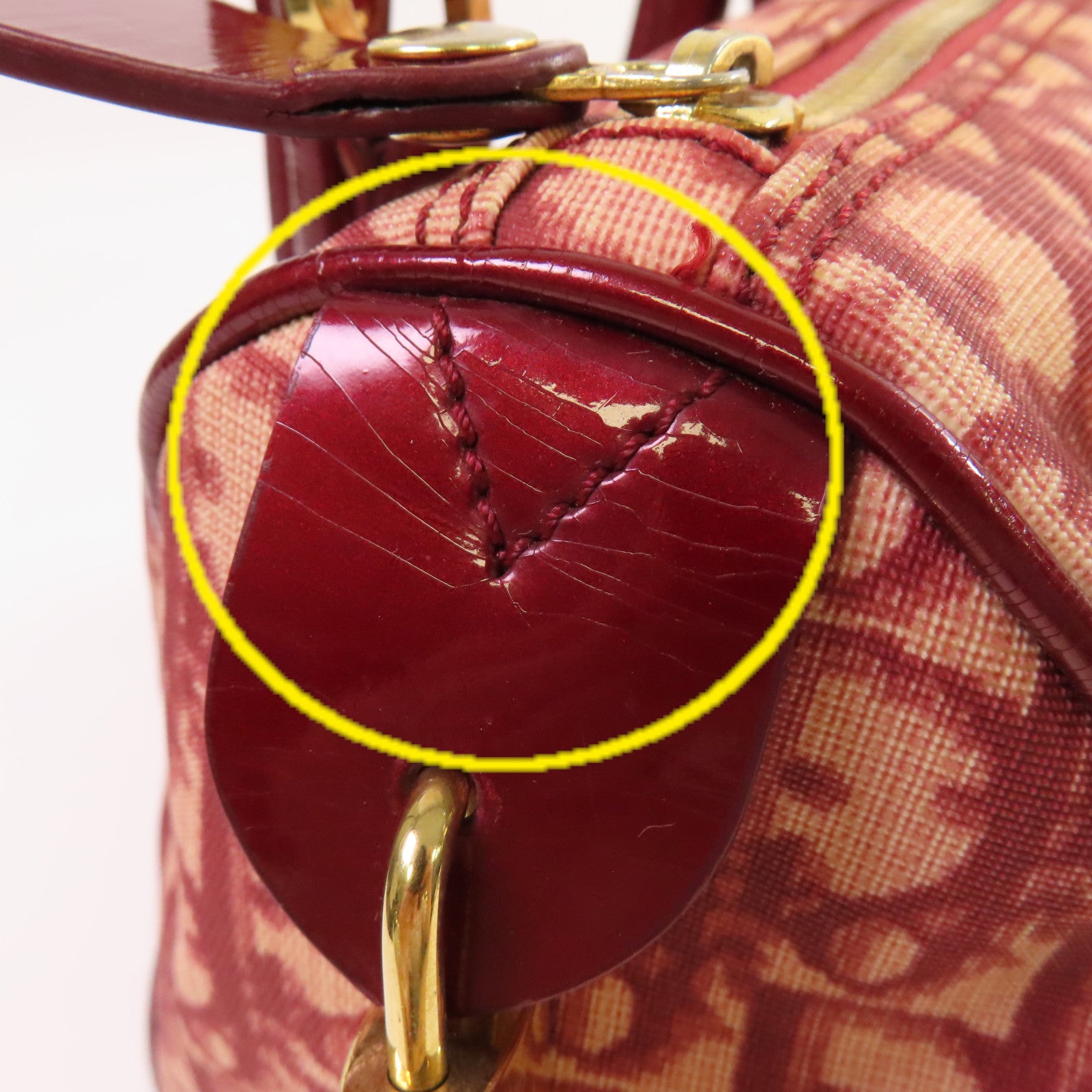 Dior Oblique塗層帆布Dior Handbag金扣手挽袋酒紅色