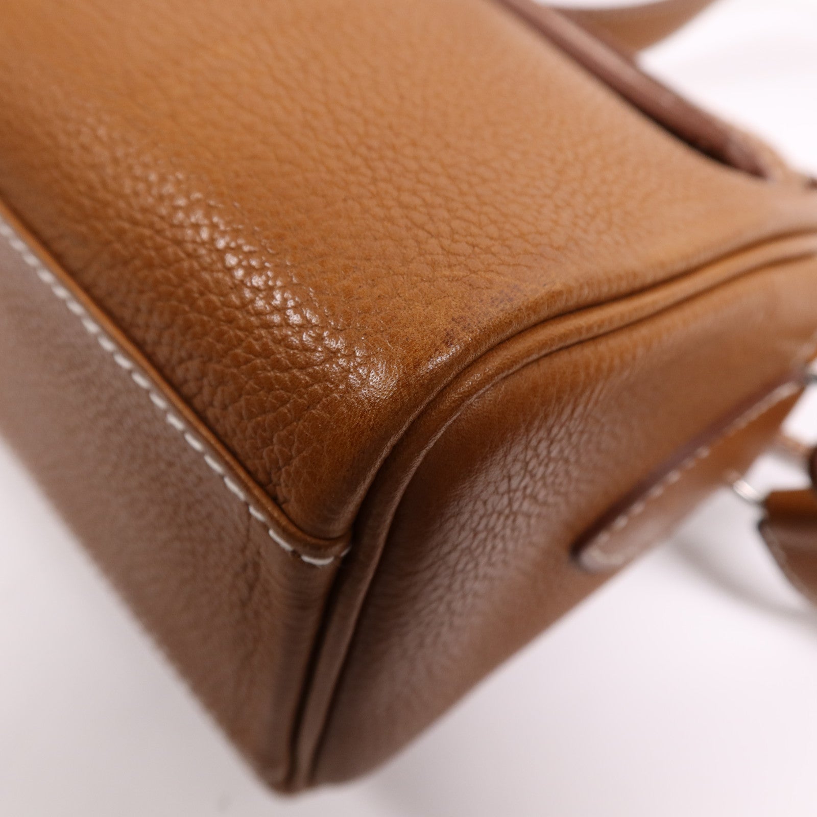 HERMES Barenia皮革Kelly Messenger PM銀扣肩背袋Fauve