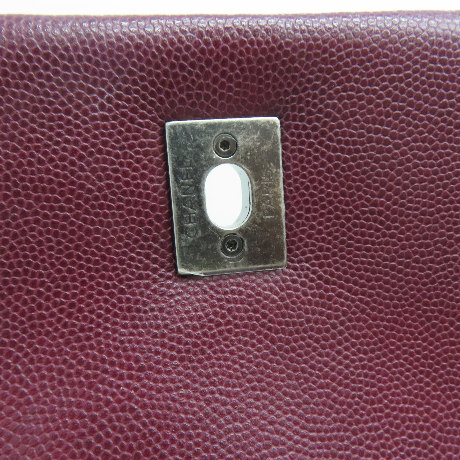 CHANEL 【激減優惠】菱格Caviar皮革Coco Handle Chain Shoulder銀扣手挽肩背兩用袋紅色