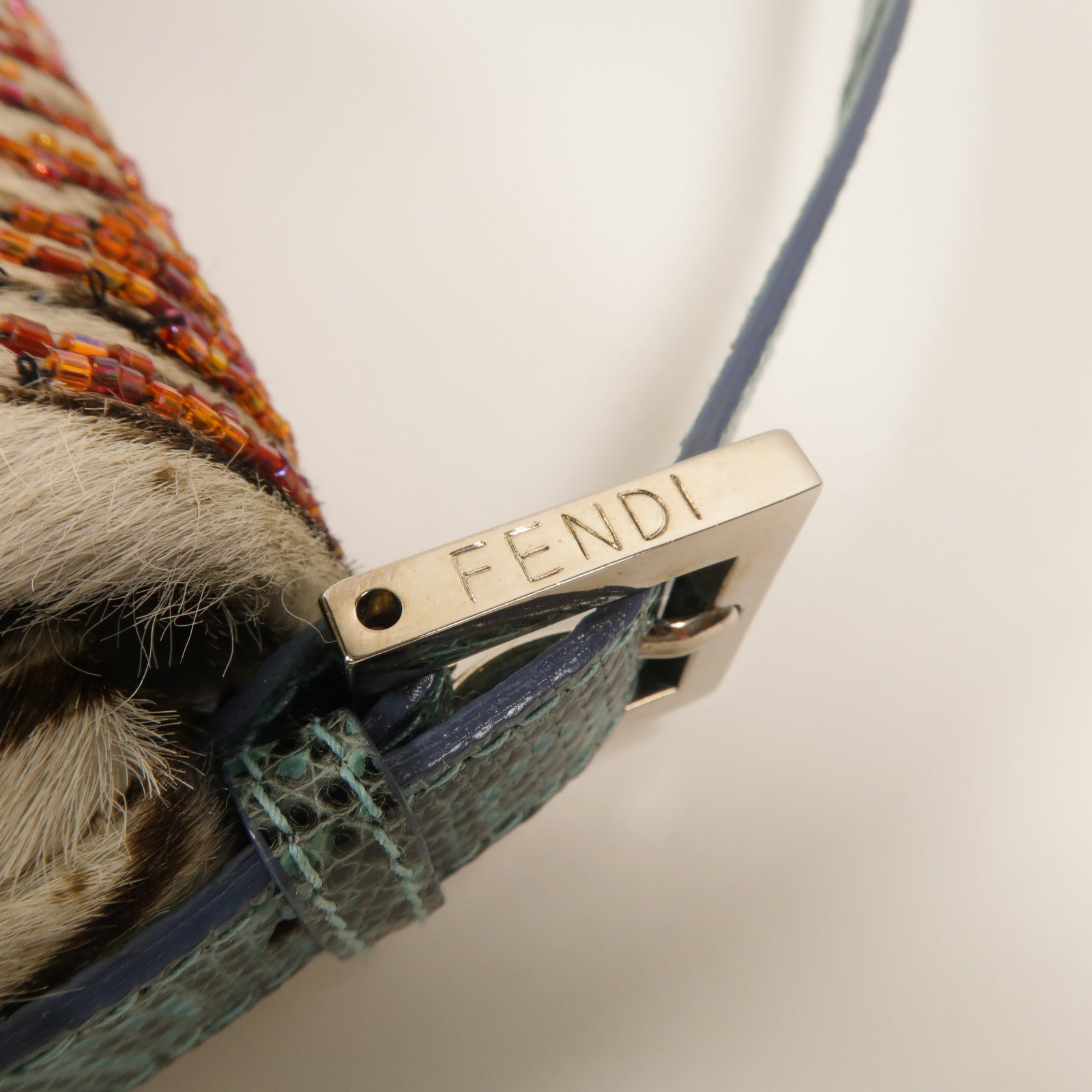 FENDI 馬毛/蛇皮皮革Baguette Pony肩背袋