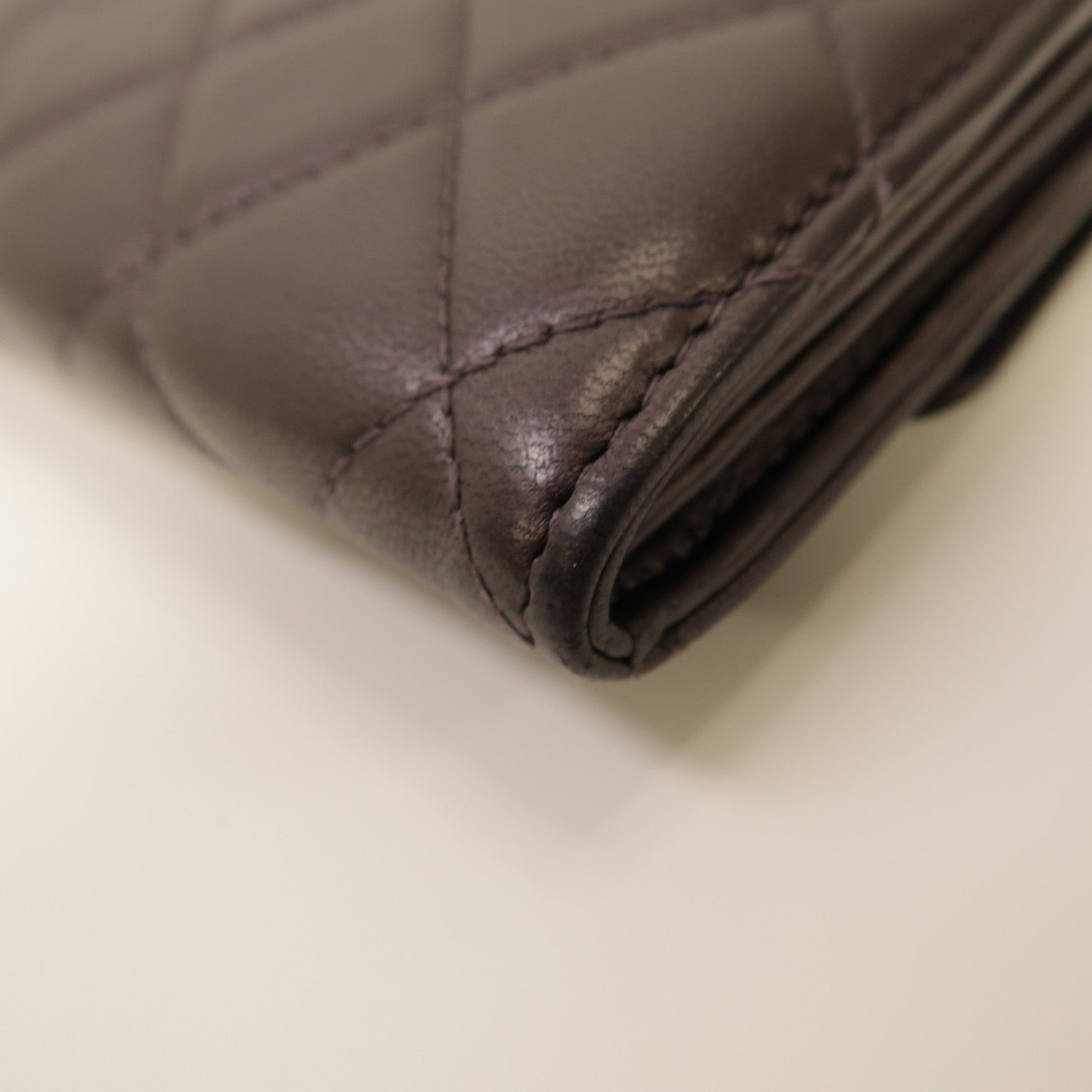 CHANEL 【激減優惠】菱格牛皮皮革Long Wallet金扣長錢包紫色