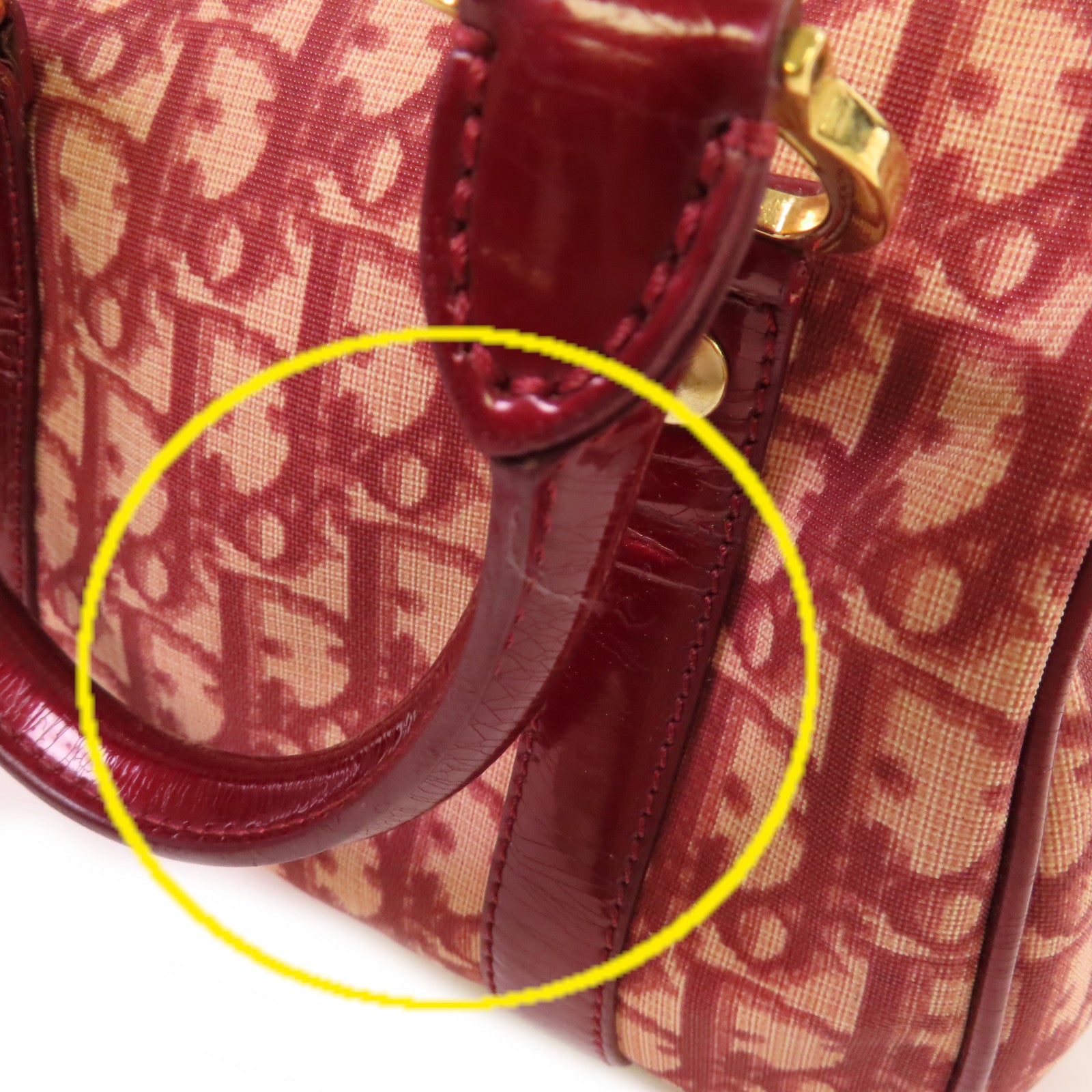 Dior Oblique塗層帆布Dior Handbag金扣手挽袋酒紅色