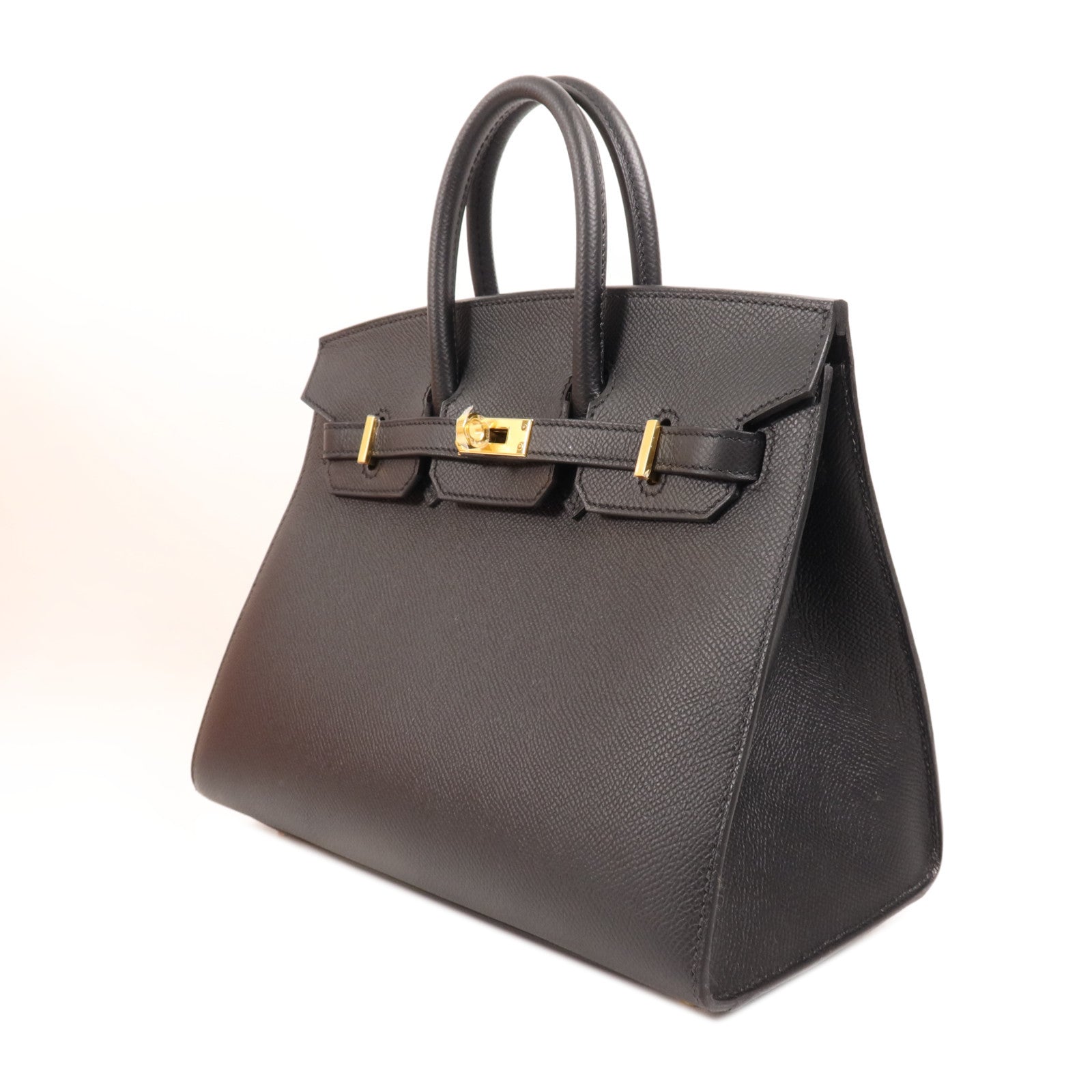 HERMES Epsom皮革Birkin 25金扣手挽袋Noir