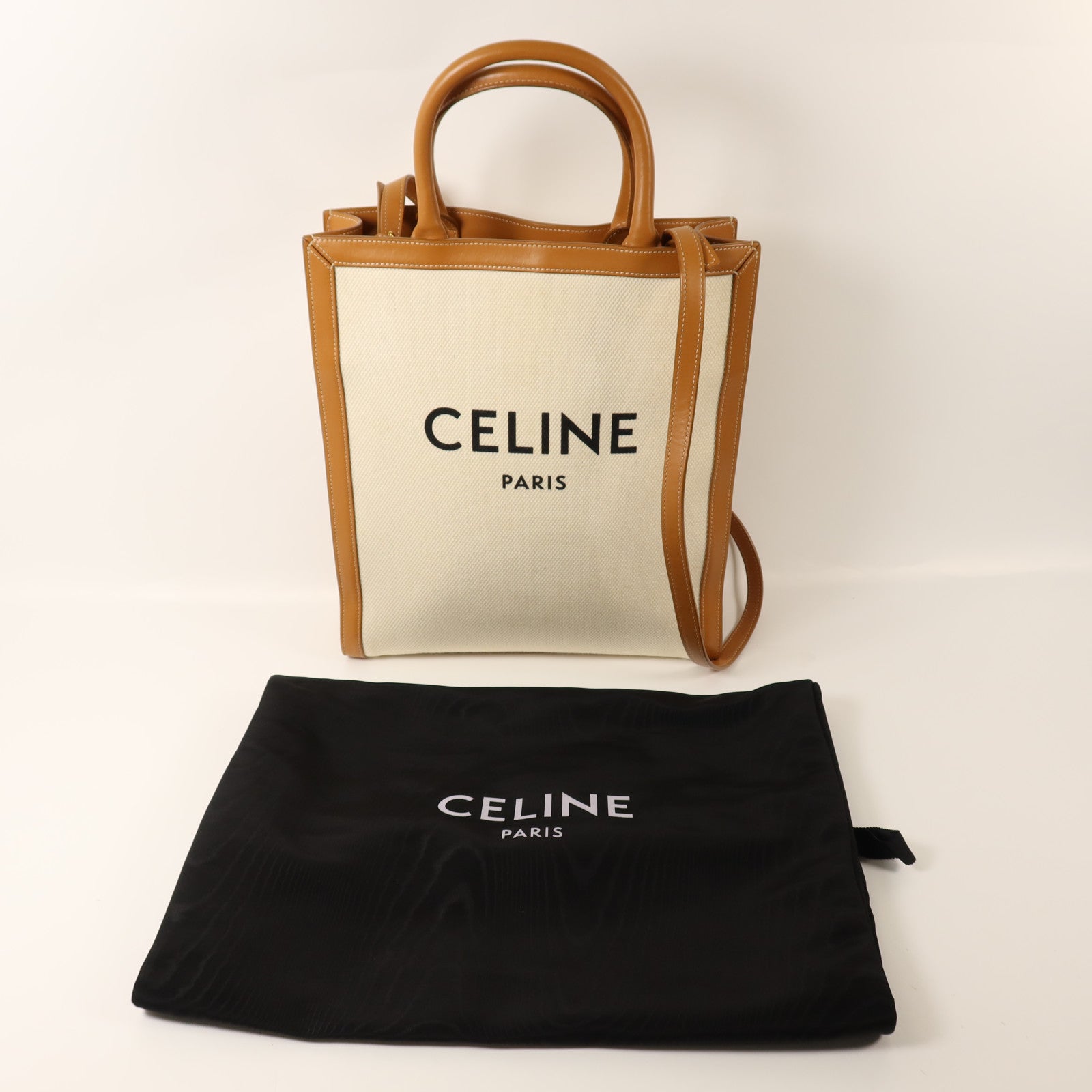 CELINE 【激減優惠】帆布/皮革Cabas金扣手挽肩背兩用袋