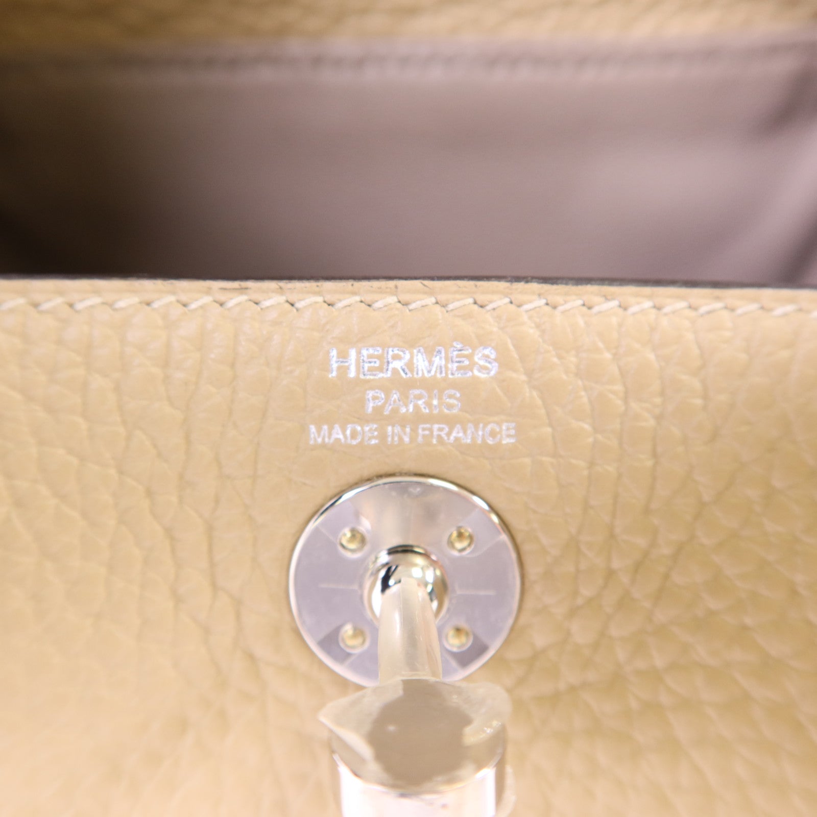 HERMES Clemence皮革Mini Lindy銀扣手挽肩背兩用袋Trench