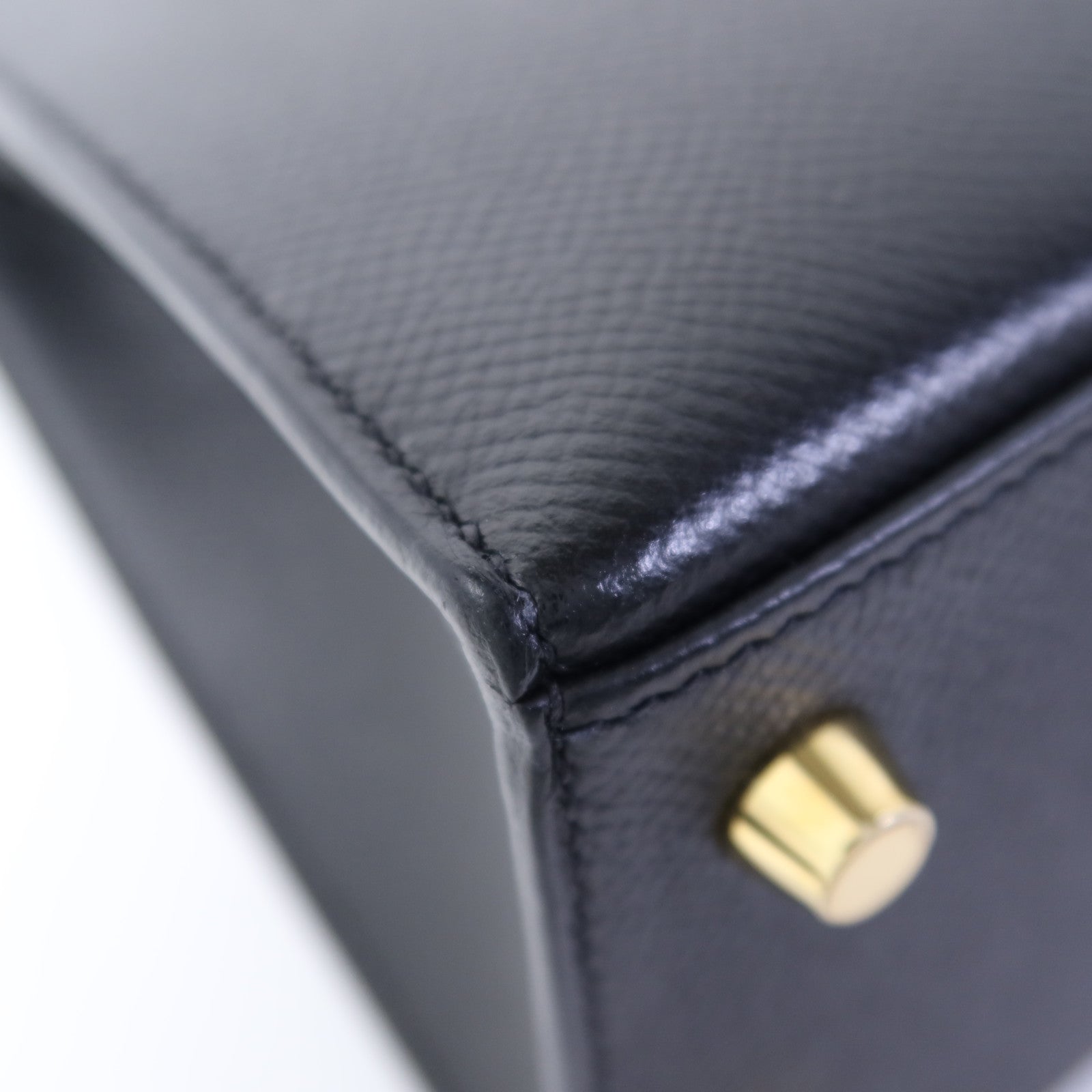 HERMES Epsom皮革Kelly 25金扣手挽肩背兩用袋Noir