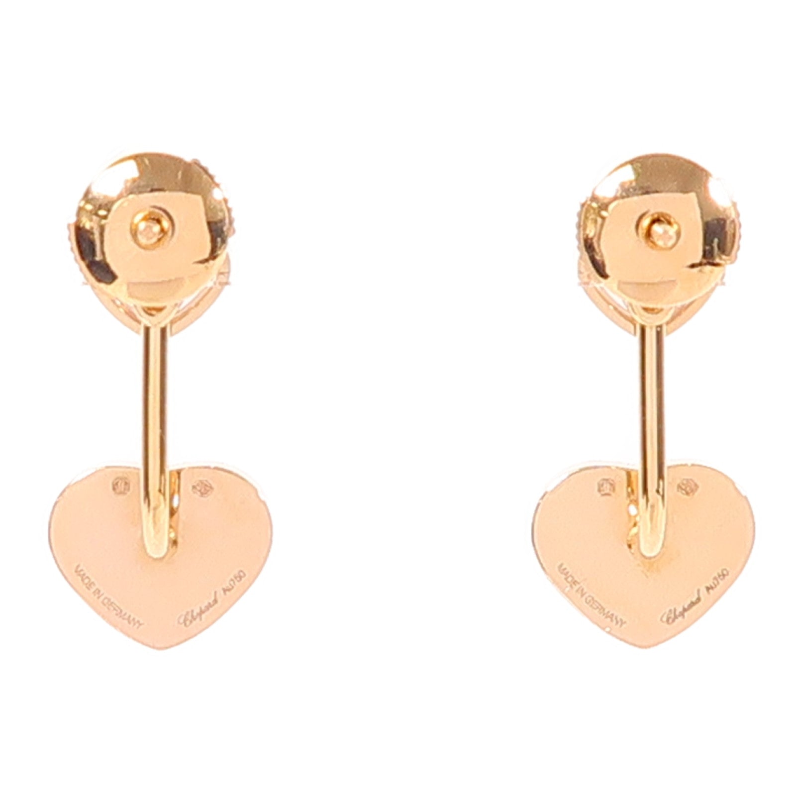 CHOPARD Happy Hearts Diamond Earrings 18K Rose Gold Malachite