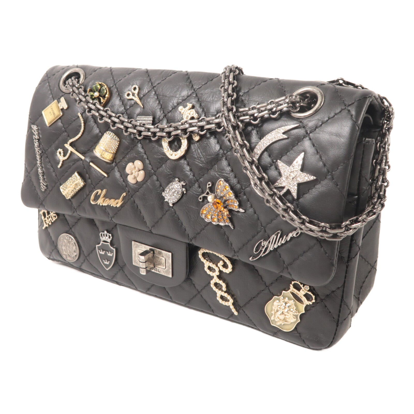CHANEL 牛皮皮革2.55 Reissue Lucky Charm鏈帶肩背袋