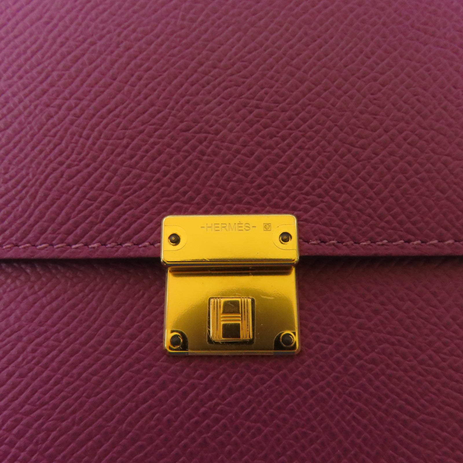 HERMES Epsom皮革Clic 16金扣肩背袋Anemone/紫色