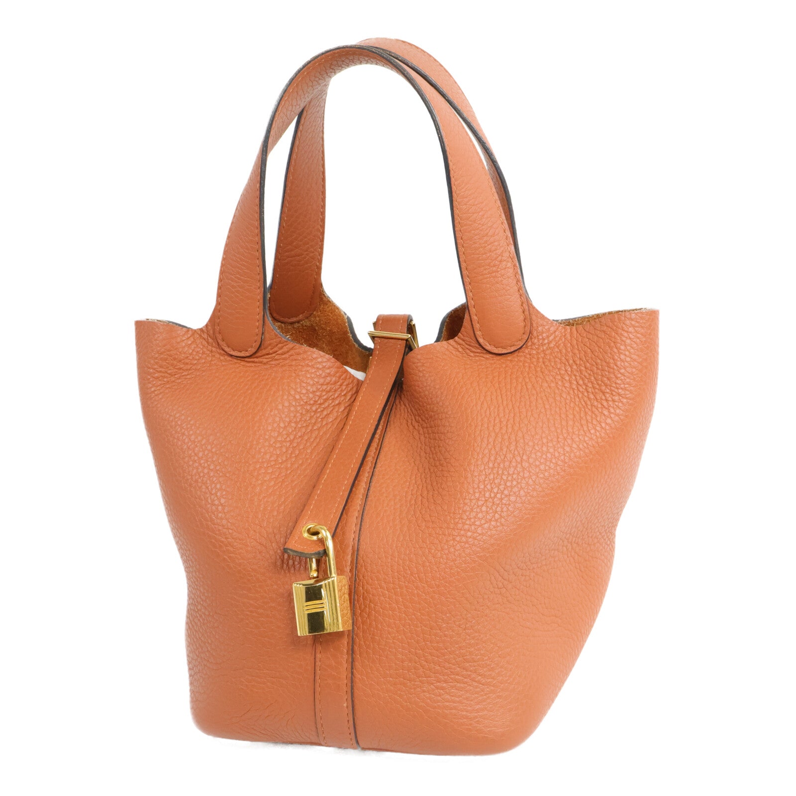 HERMES Clemence皮革Picotin PM手挽袋Cuivre