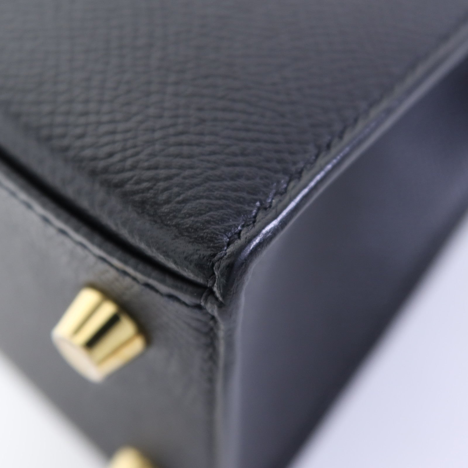 HERMES Epsom皮革Kelly 25金扣手挽肩背兩用袋Noir