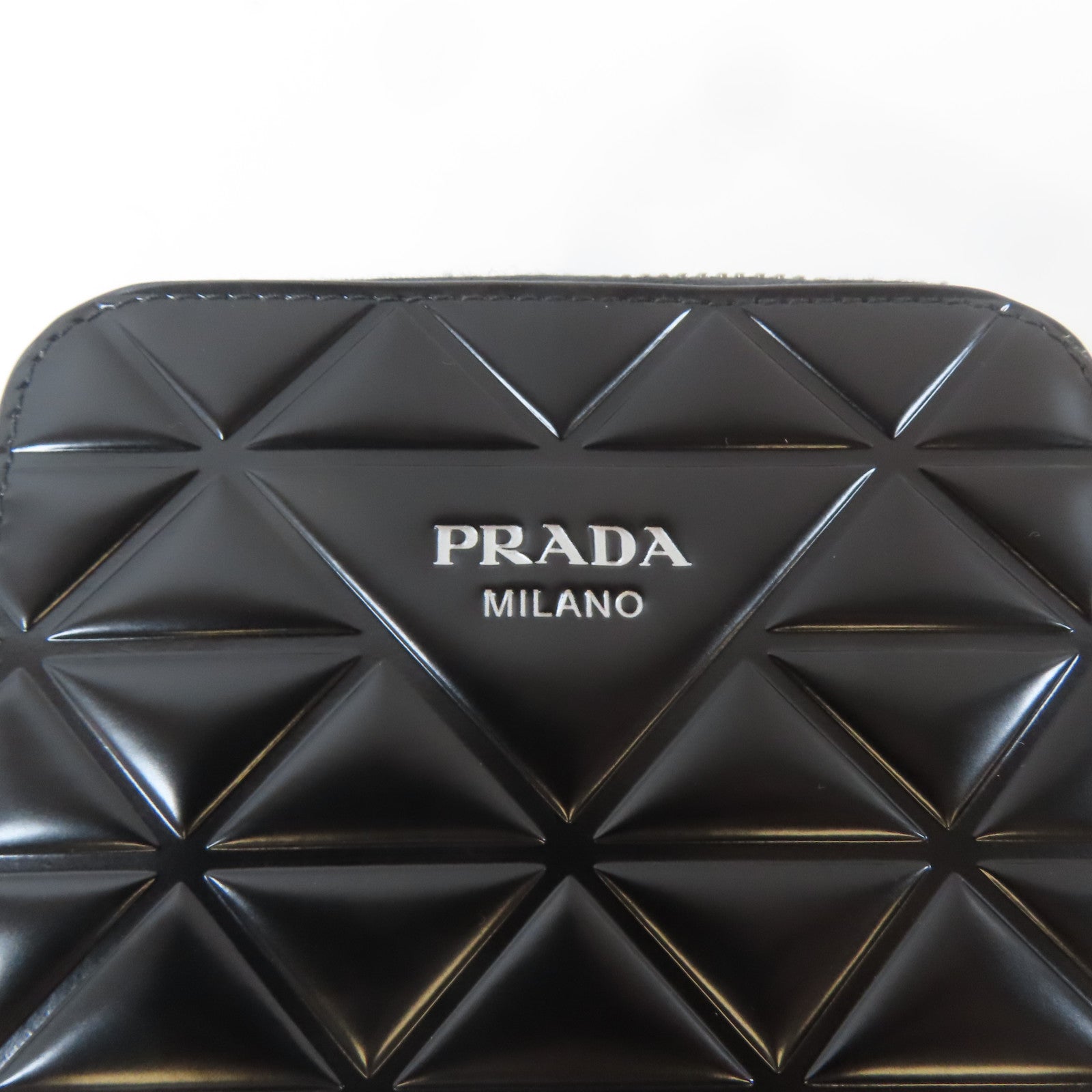 PRADA 【激減優惠】皮革Leather Phone Case Shoulder Bag銀扣肩背袋黑色