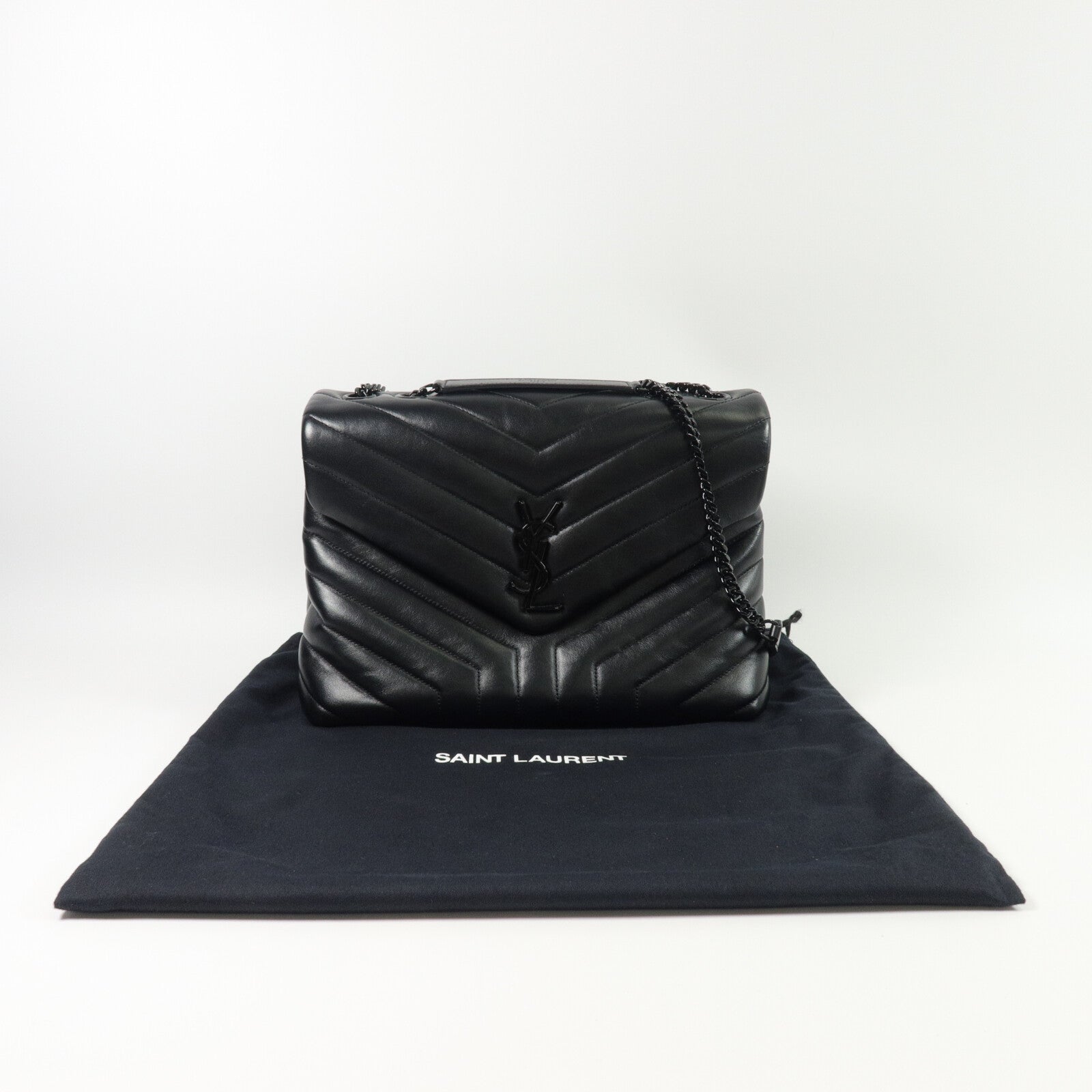 SAINT LAURENT 牛皮皮革LouLou Medium鏈帶肩背袋