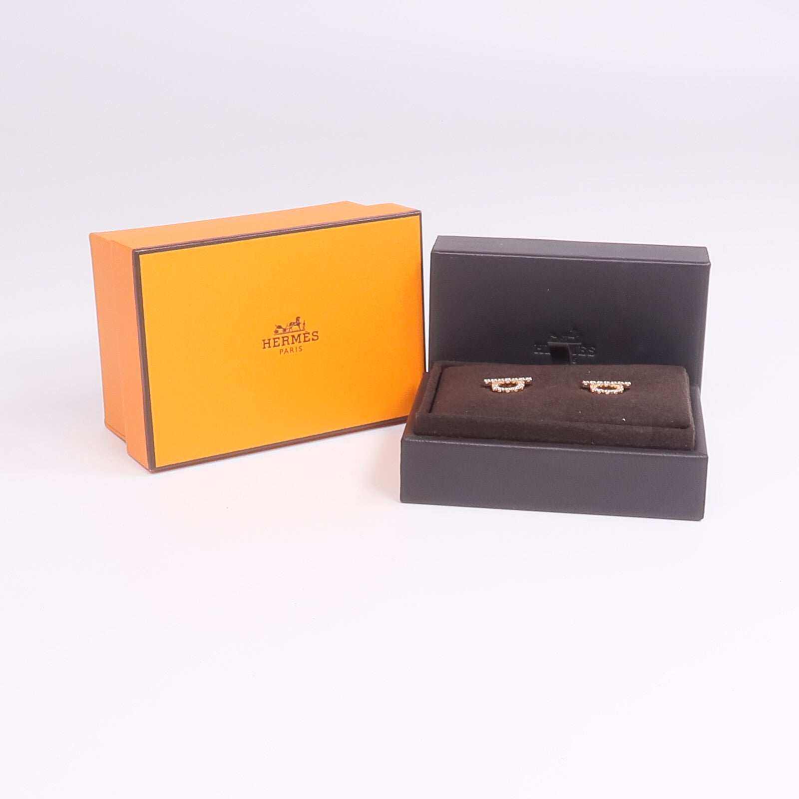 HERMES 18K玫瑰金Finesse Earrings鑽石耳環