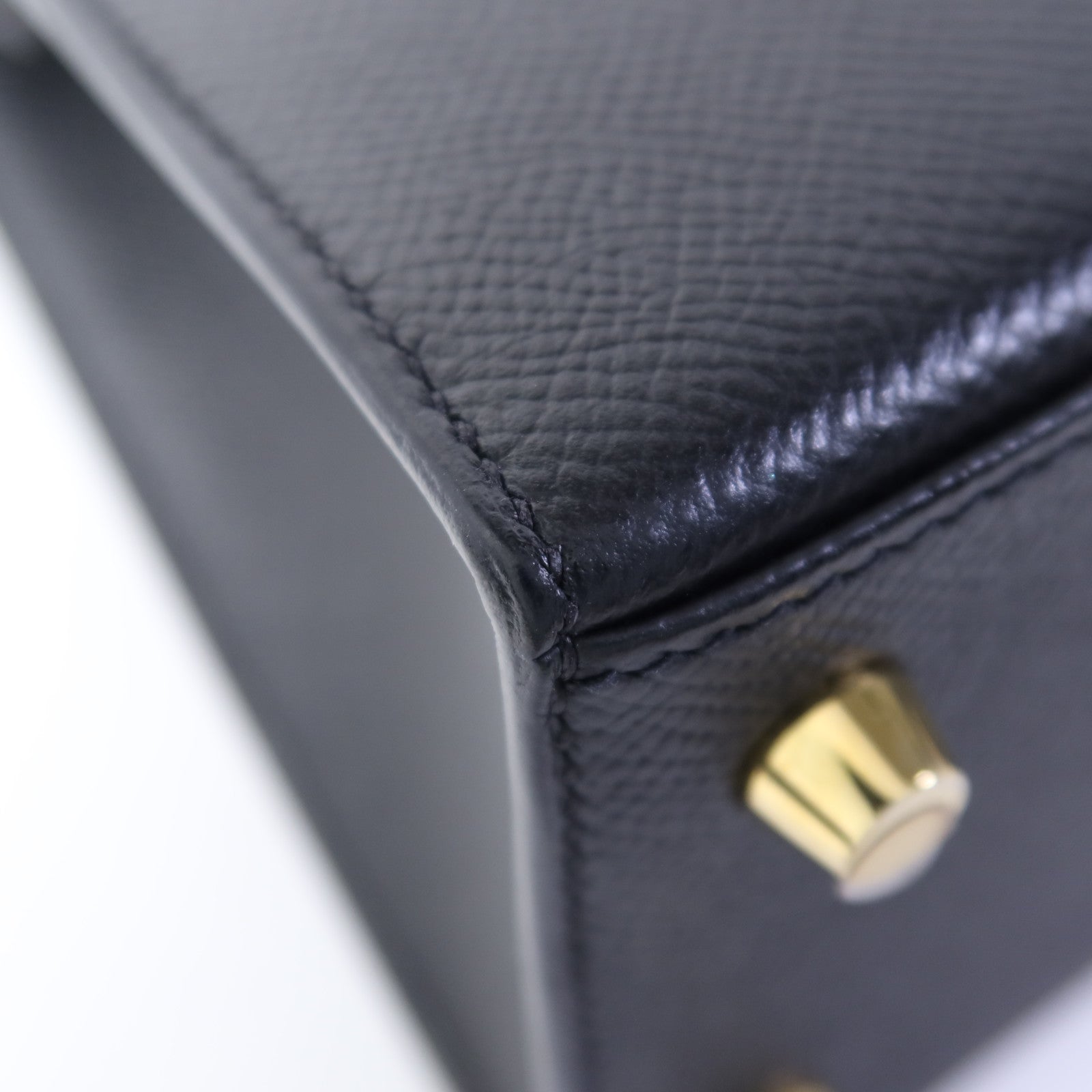 HERMES Epsom皮革Kelly 25金扣手挽肩背兩用袋Noir