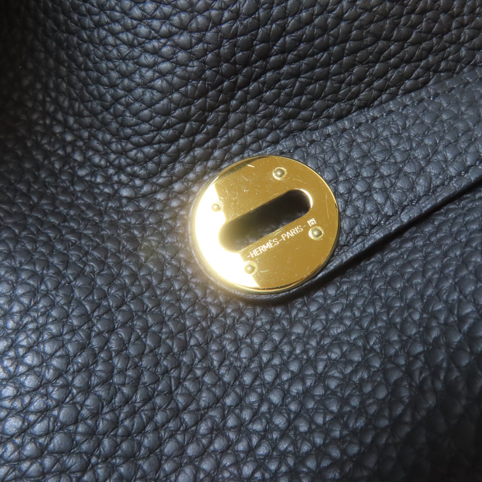 HERMES Clemence皮革Lindy 34金扣手挽肩背兩用袋Noir黑色