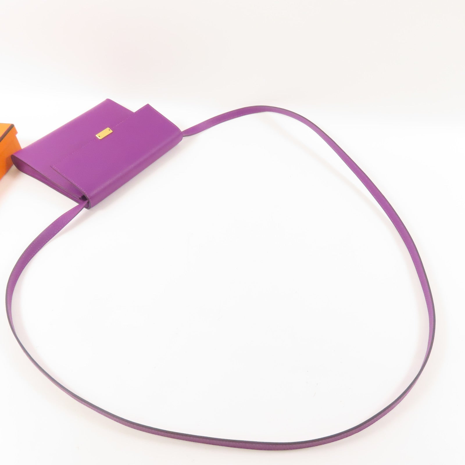 HERMES Epsom皮革Clic 16金扣肩背袋Anemone/紫色