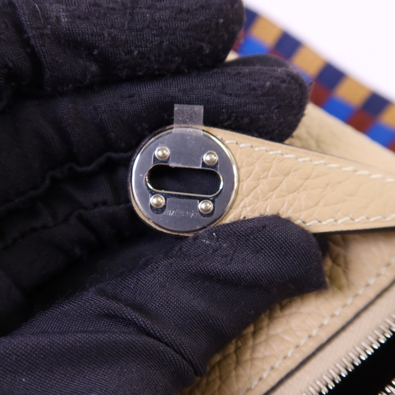 HERMES Clemence皮革Mini Lindy銀扣手挽肩背兩用袋Trench