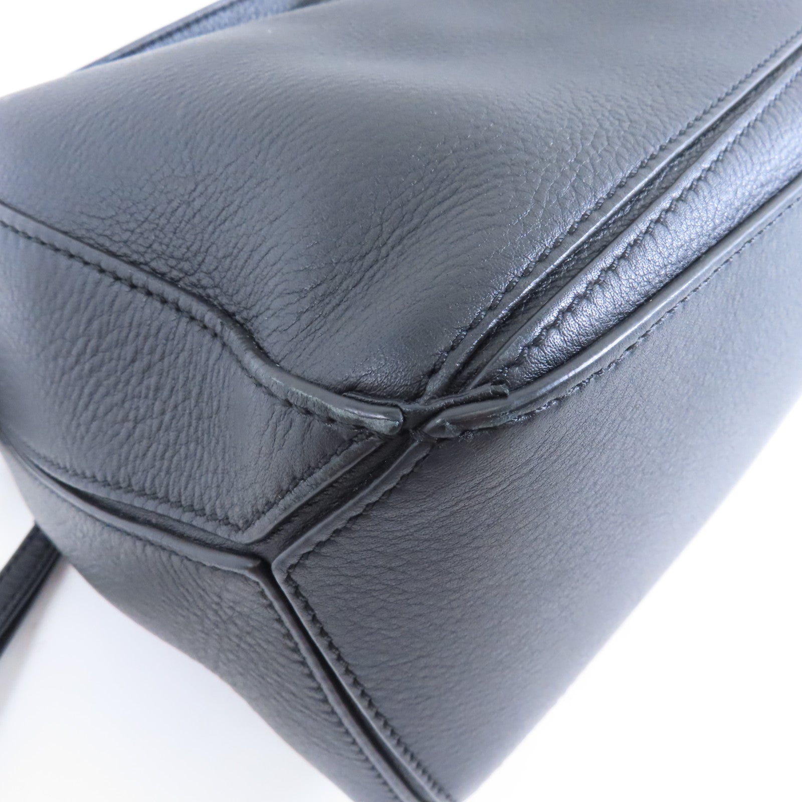 LOEWE 牛皮皮革Puzzle Small銀扣手挽肩背兩用袋黑色