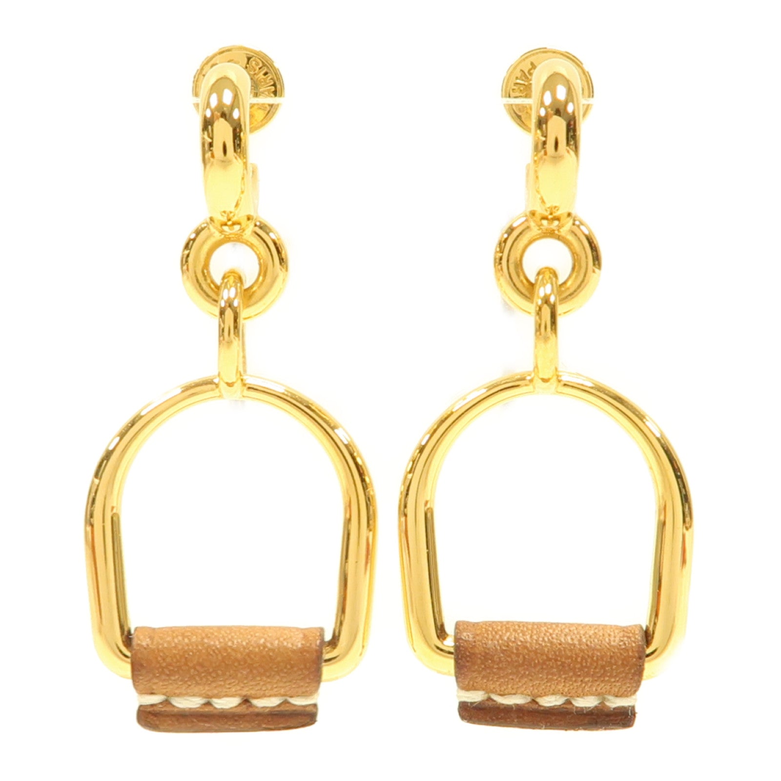 HERMES 金屬Heritage Equestre Earring耳環金色