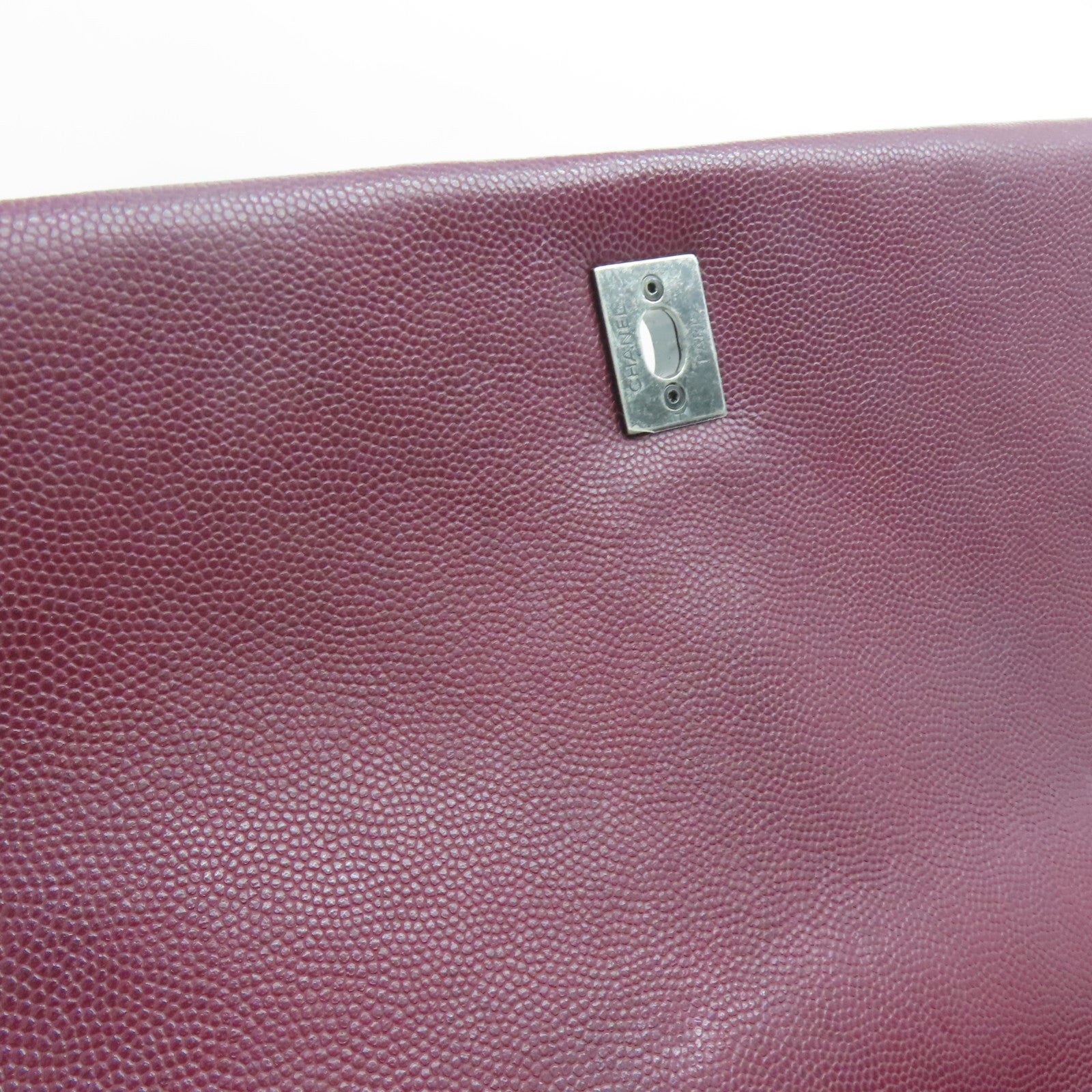 CHANEL 【激減優惠】菱格Caviar皮革Coco Handle Chain Shoulder銀扣手挽肩背兩用袋紅色