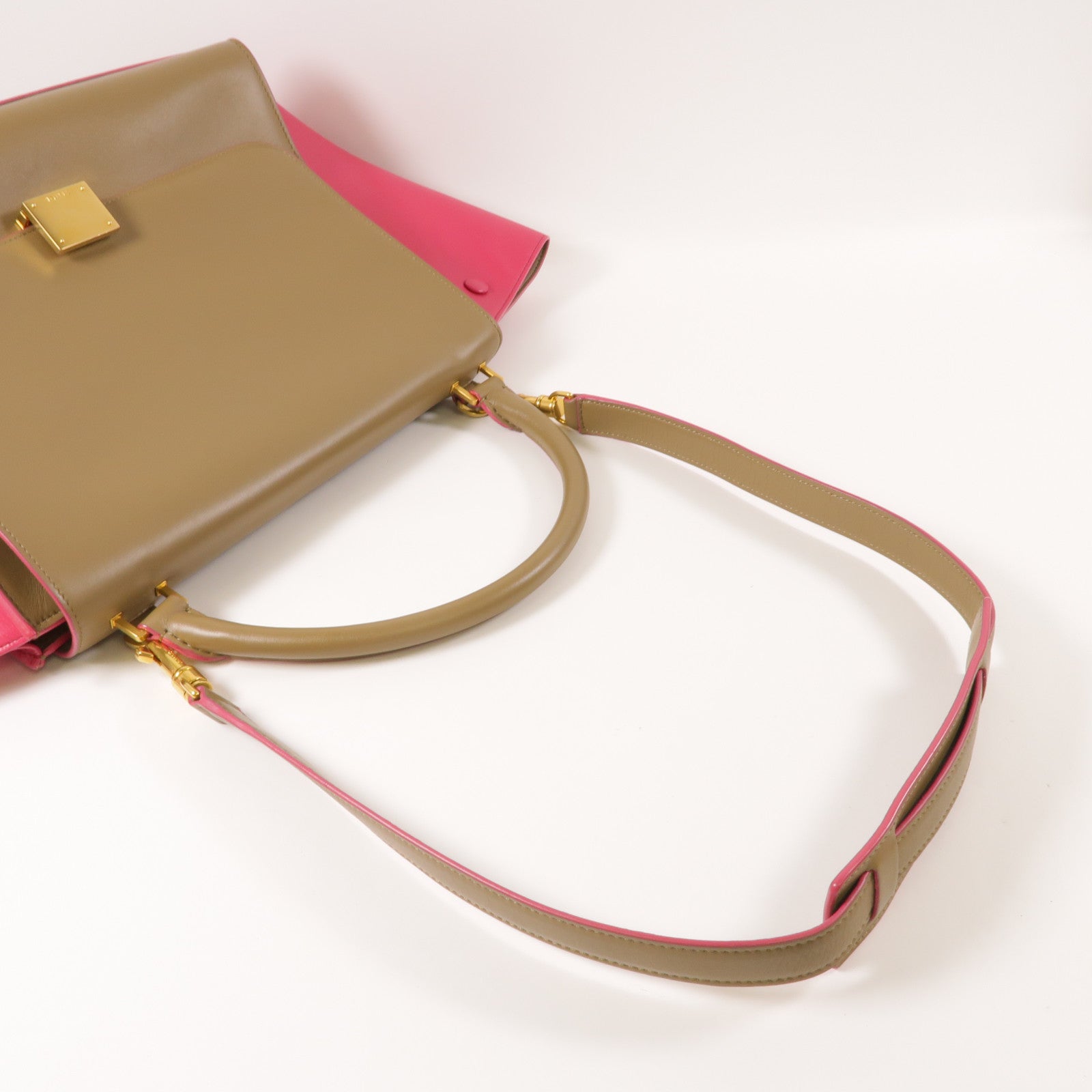CELINE 牛皮皮革Trapeze Medium金扣手挽肩背兩用袋