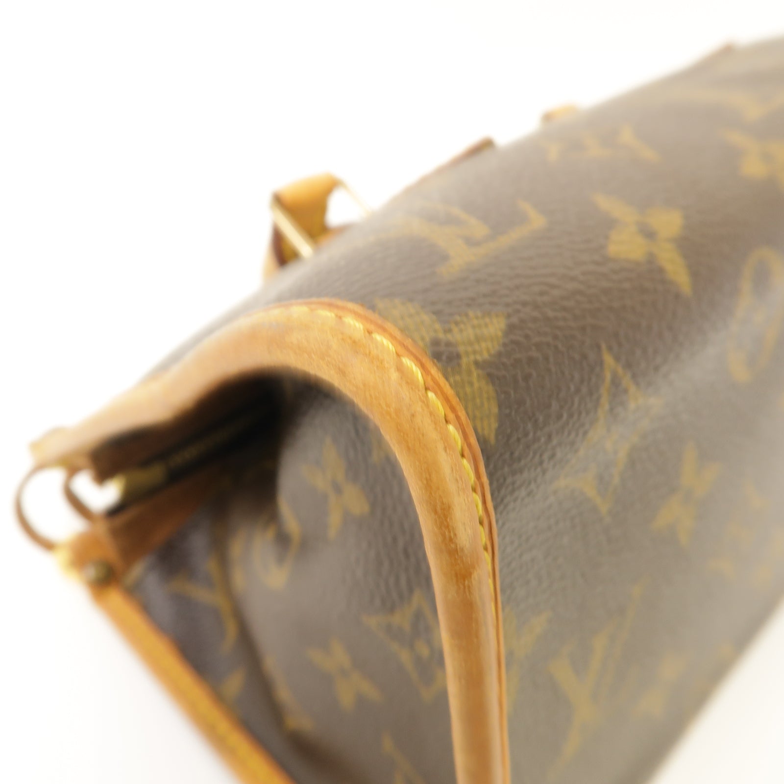 LOUIS VUITTON Monogram Popincourt金扣手挽袋棕色