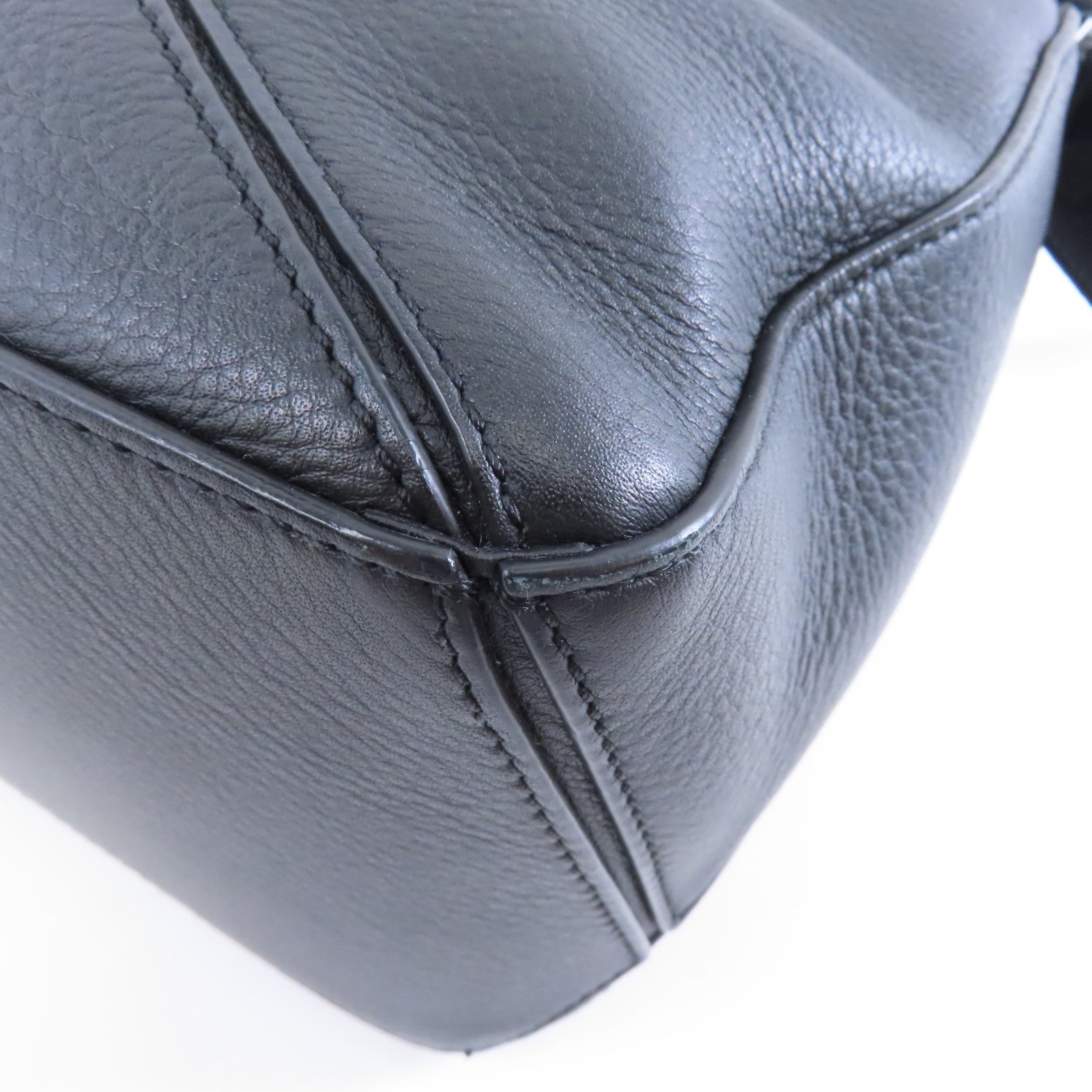 LOEWE 牛皮皮革Puzzle Small銀扣手挽肩背兩用袋黑色