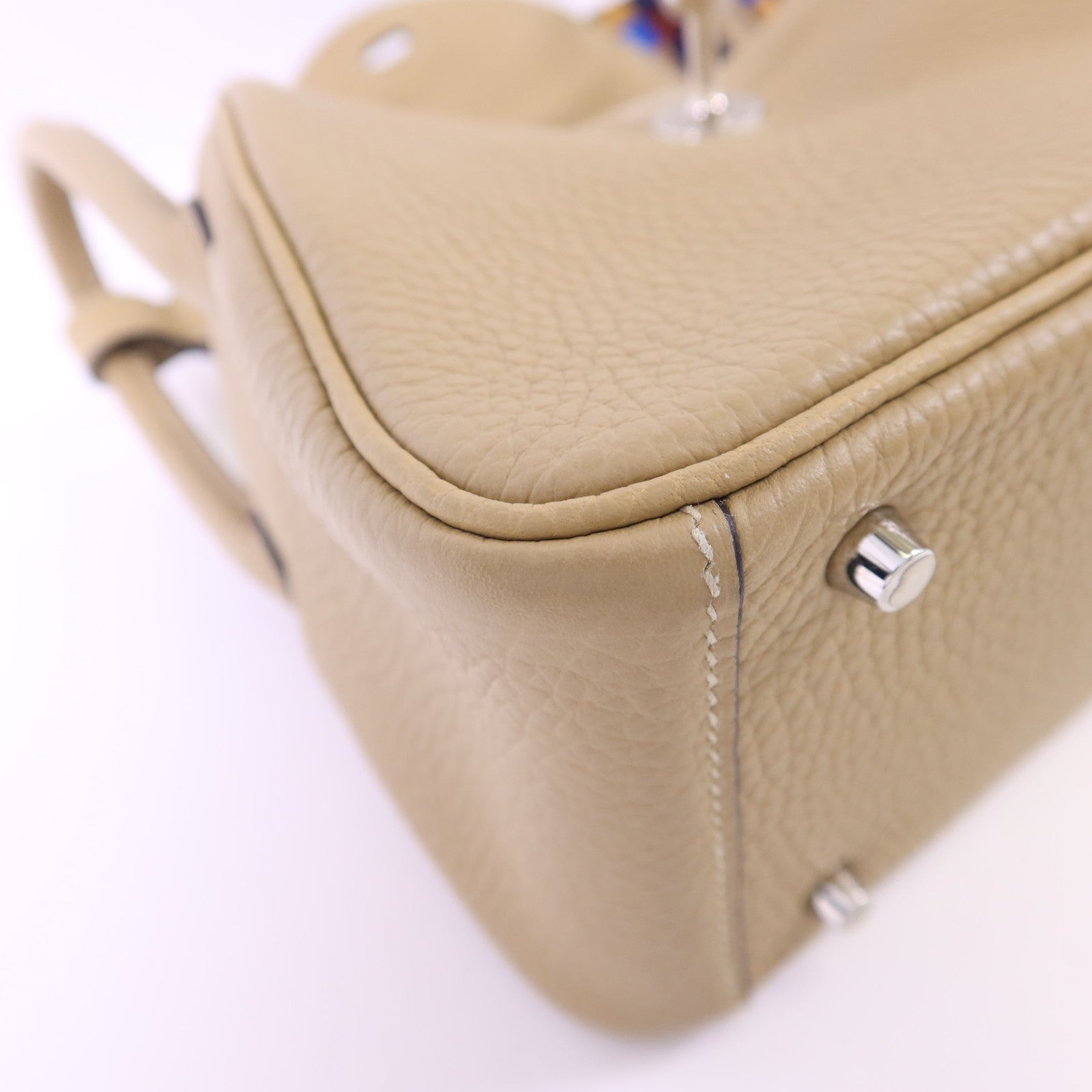 HERMES Clemence皮革Mini Lindy銀扣手挽肩背兩用袋Trench