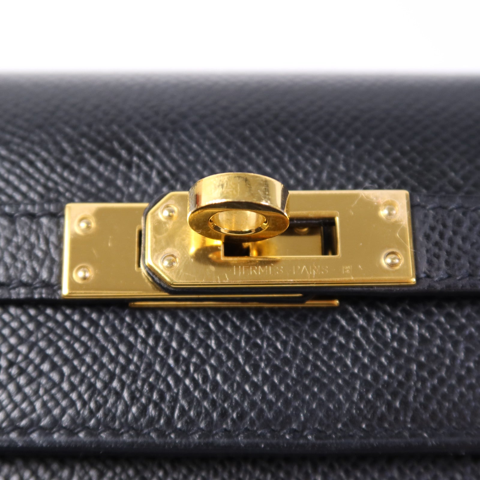 HERMES Epsom皮革Kelly 25金扣手挽肩背兩用袋Noir