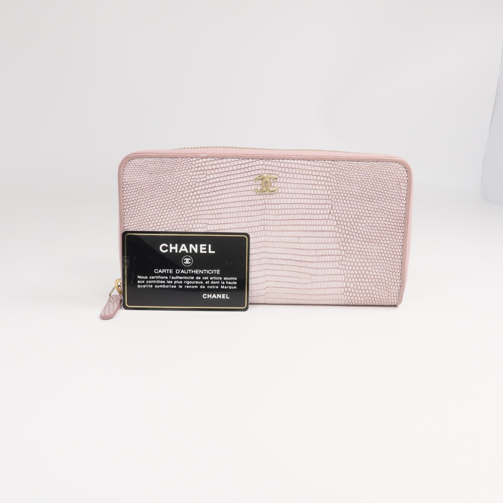 CHANEL 【激減優惠】蜥蝪皮革Long Wallet金扣長錢包