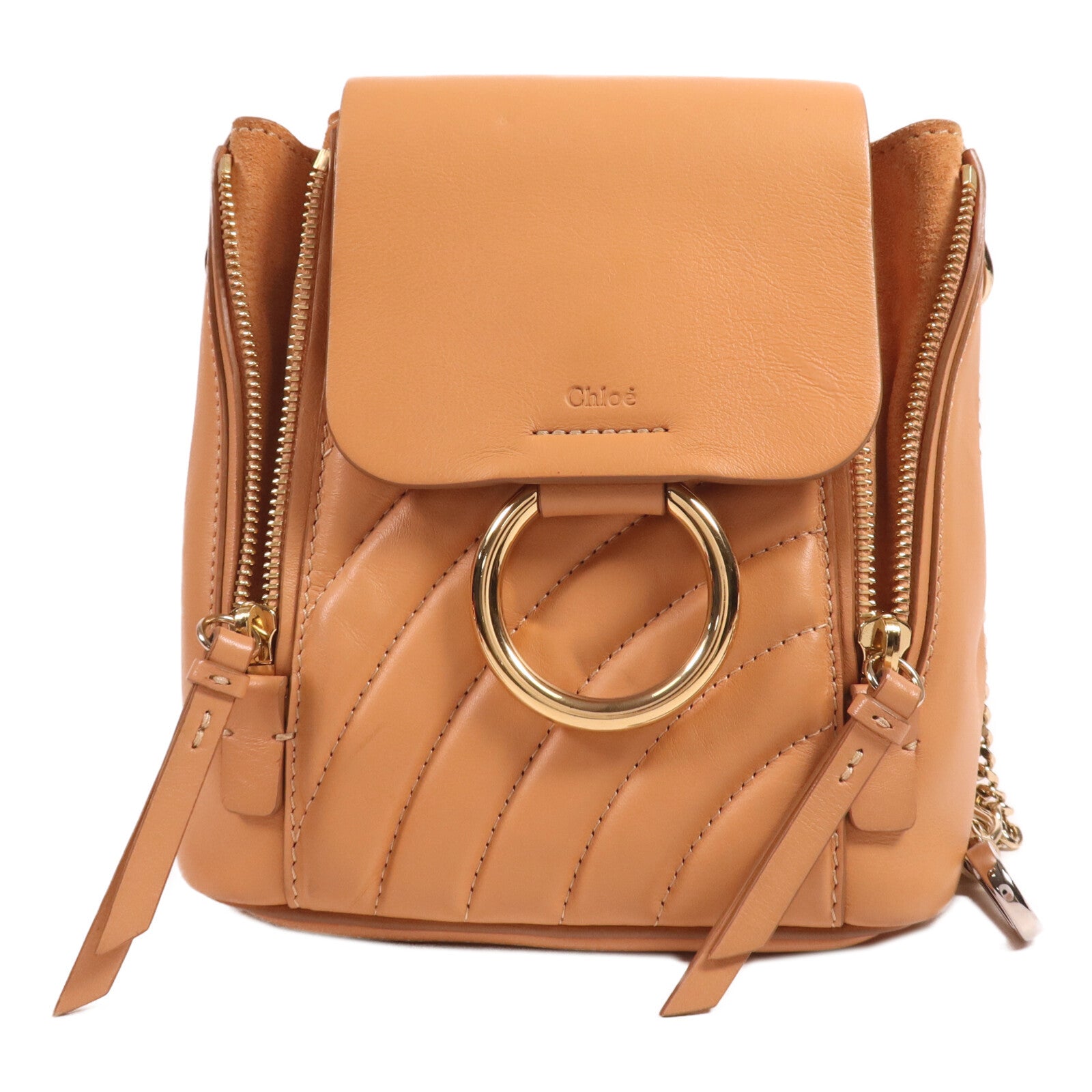 Chloe 牛皮皮革Backpack金扣背包