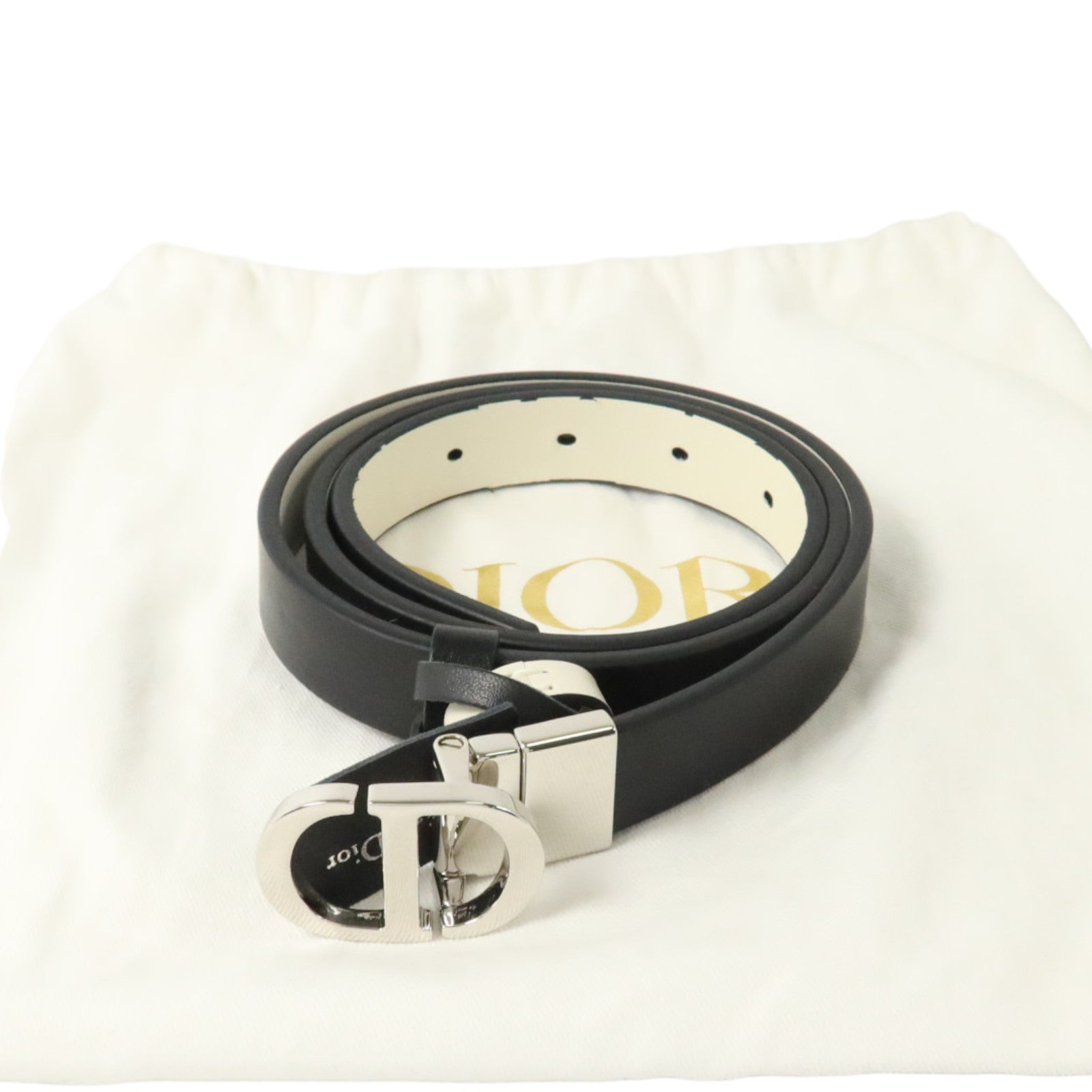 Dior 牛皮皮革30 Montaigne Reversible Belt 80cm銀扣皮帶