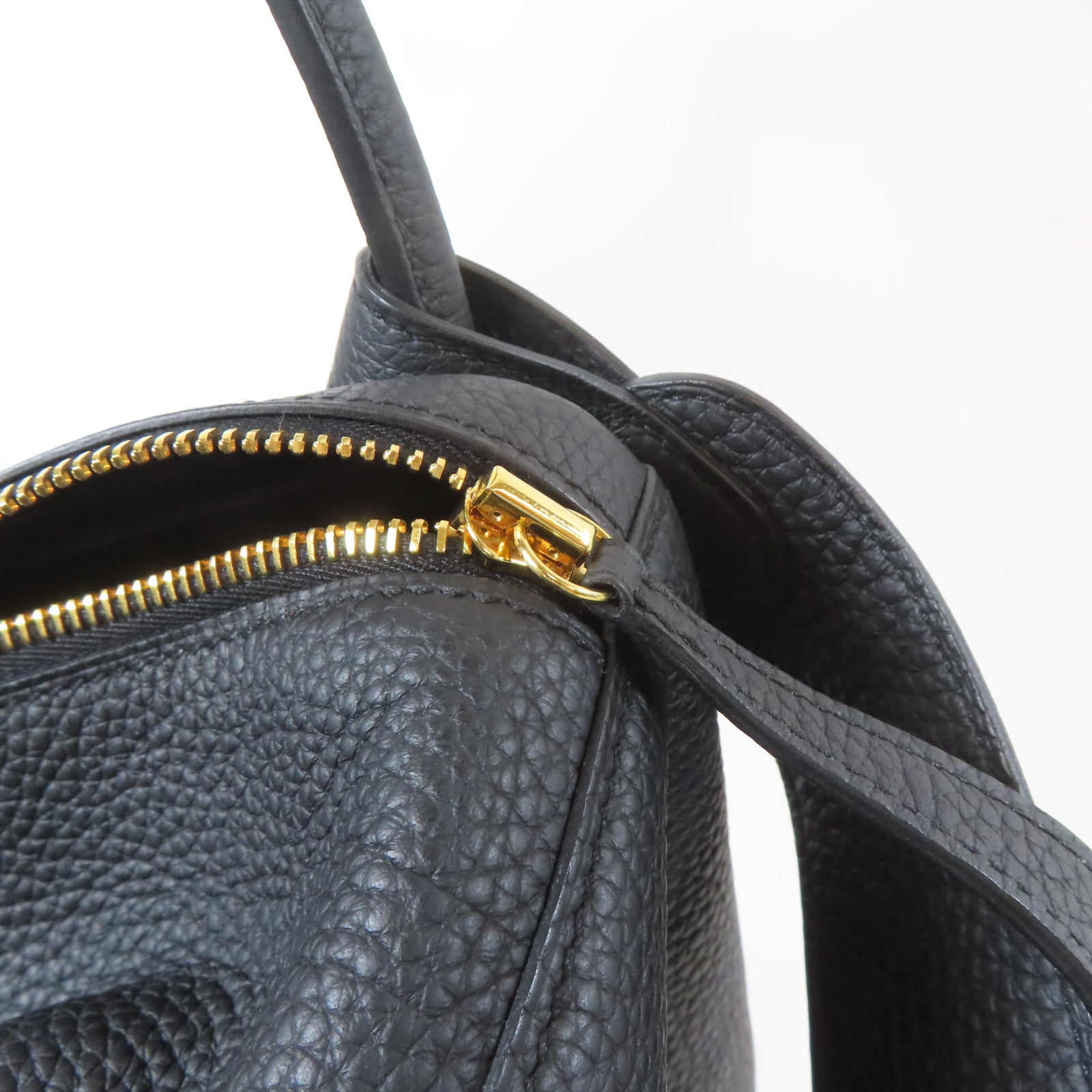 HERMES Clemence皮革Lindy 34金扣手挽肩背兩用袋Noir黑色