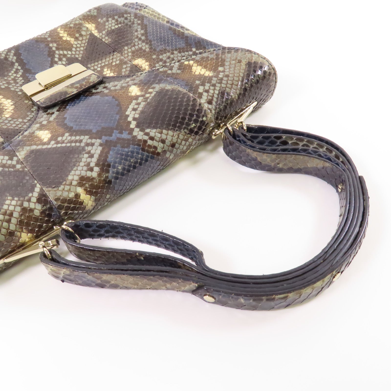 Valentino 【激減優惠】蛇皮皮革Hand Bag金扣手挽袋