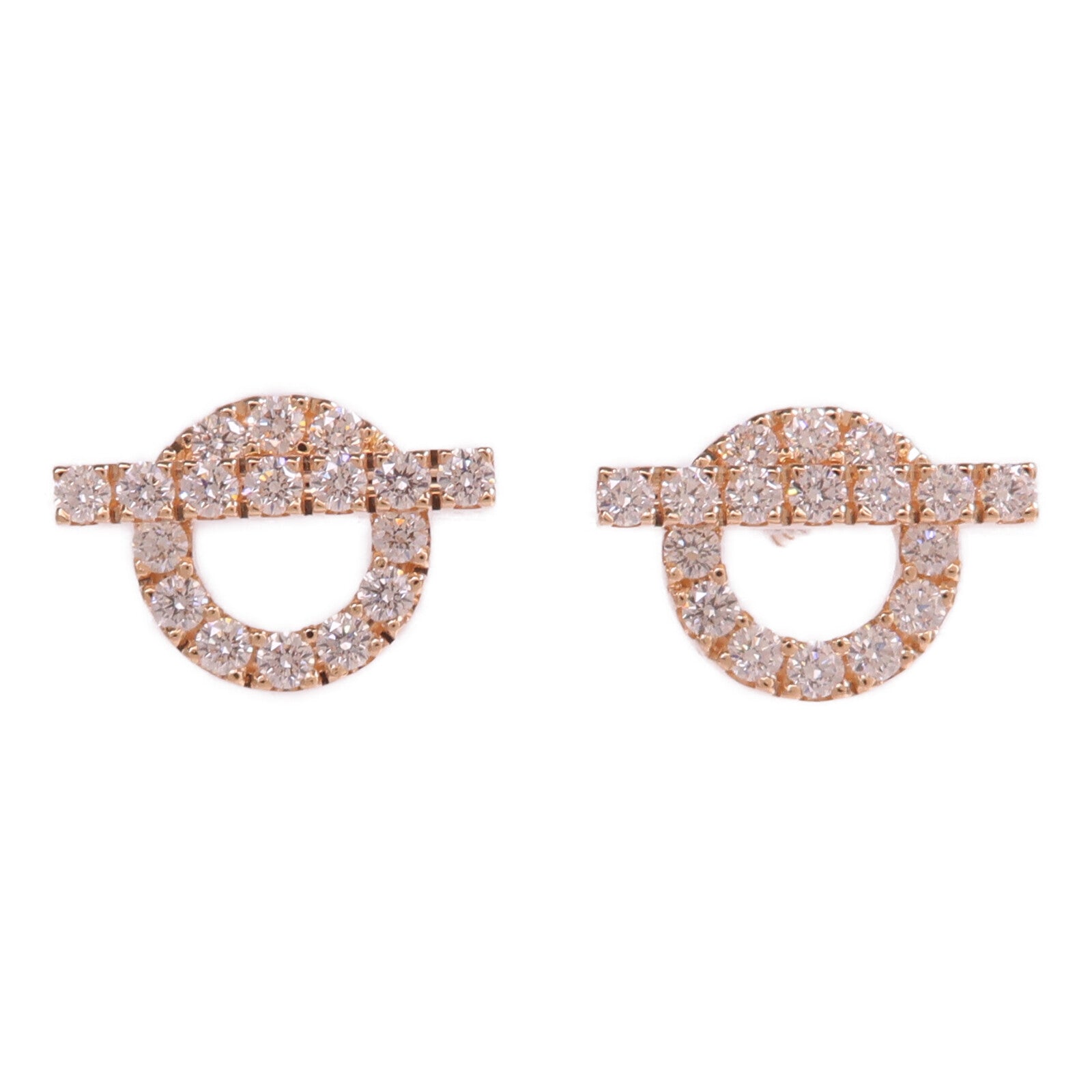 HERMES 18K玫瑰金Finesse Earrings鑽石耳環