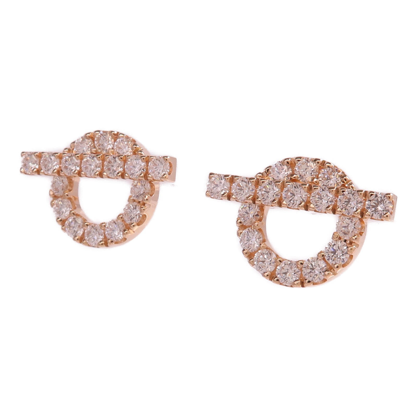 HERMES 18K玫瑰金Finesse Earrings鑽石耳環