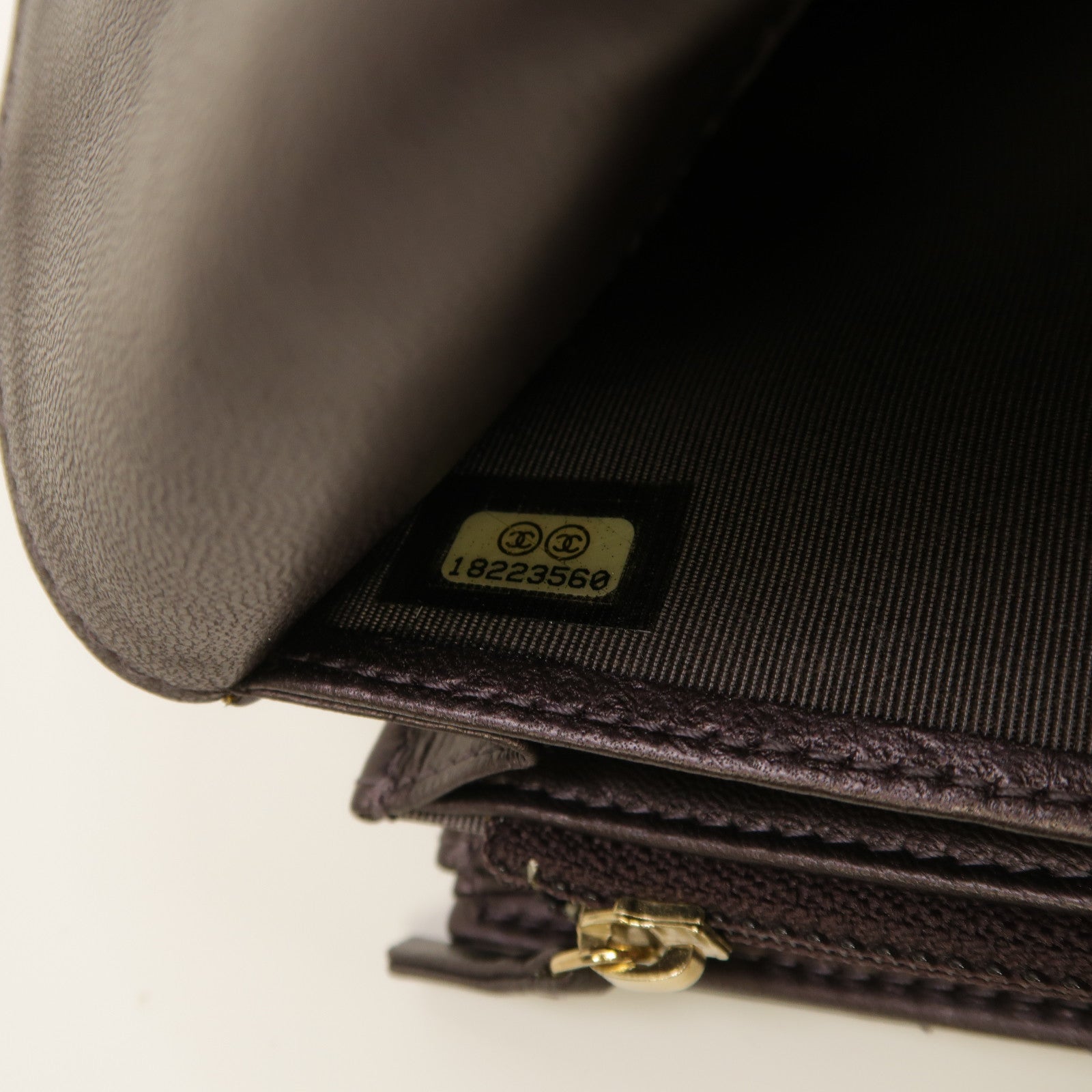 CHANEL 【激減優惠】菱格牛皮皮革Long Wallet金扣長錢包紫色