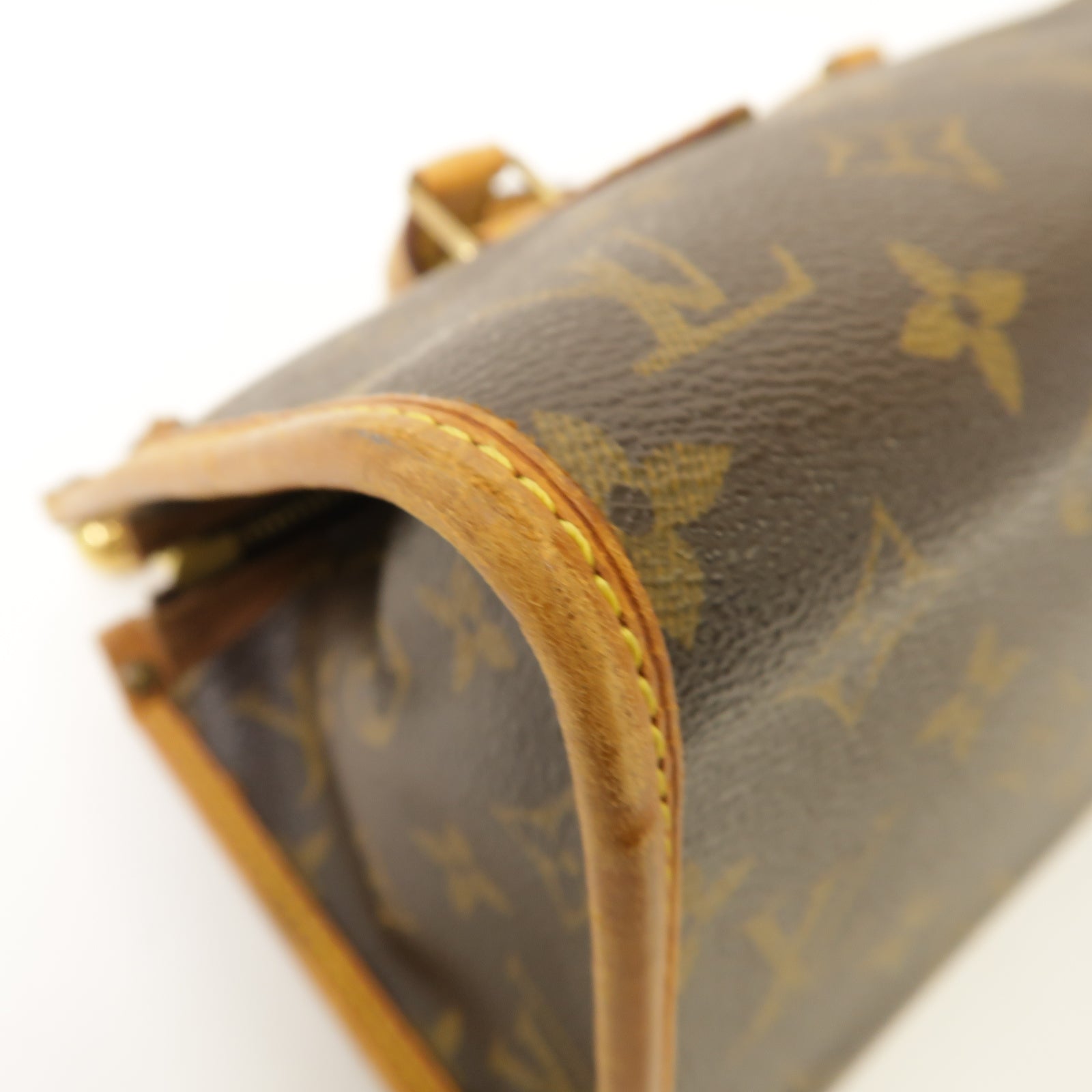 LOUIS VUITTON Monogram Popincourt金扣手挽袋棕色