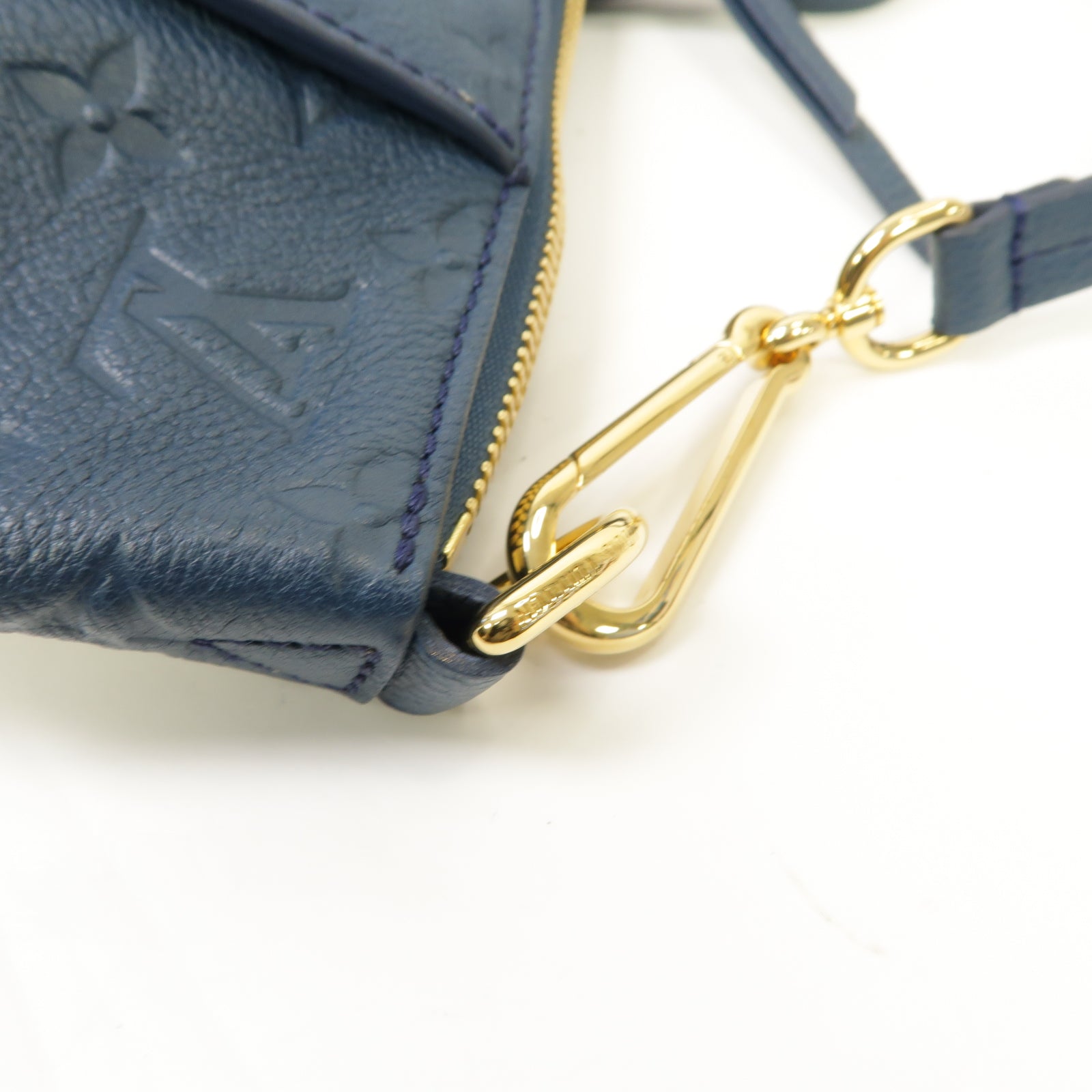 LOUIS VUITTON Monogram Empreinte Lumineuse PM金扣手挽肩背兩用袋藍色