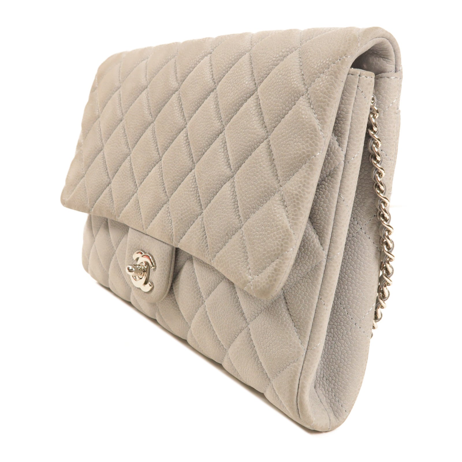 CHANEL 【激減優惠】牛皮皮革Chain Shoulder銀扣肩背袋淺藍色