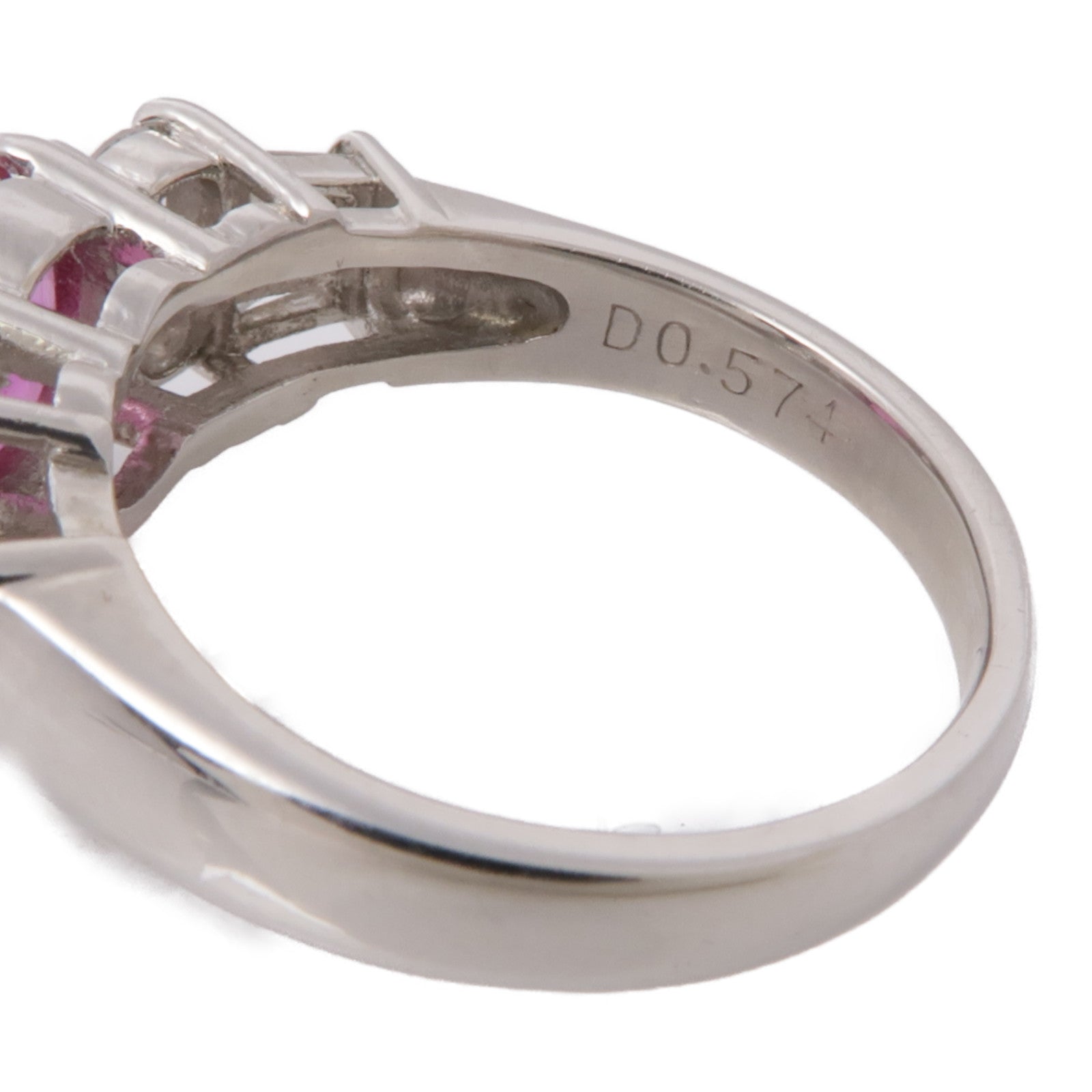 JEWELRY 【激減優惠】PT900鉑金Pink Sapphire Diamond Ring粉紅藍寶石/鑽石戒指US#6.25