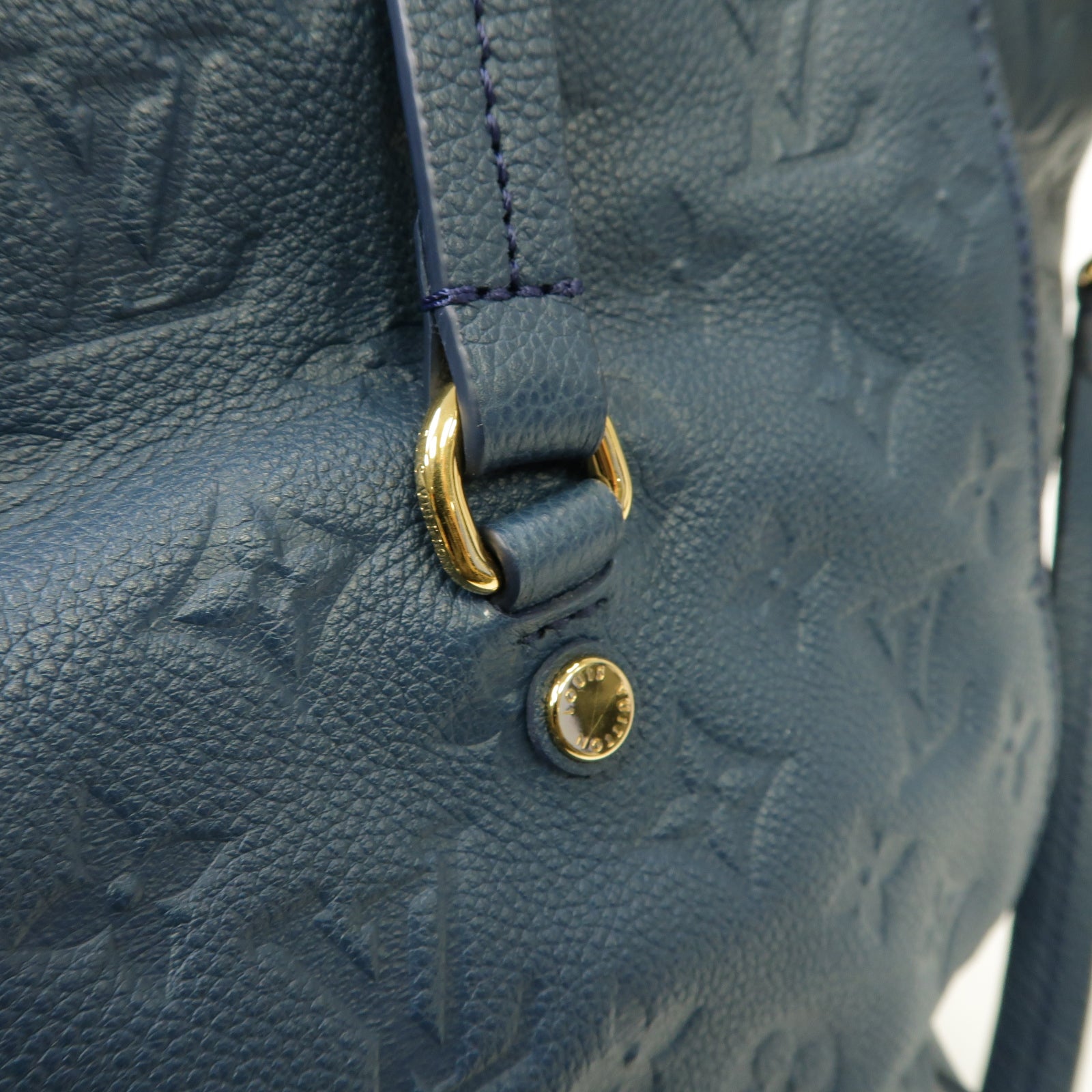 LOUIS VUITTON Monogram Empreinte Lumineuse PM金扣手挽肩背兩用袋藍色