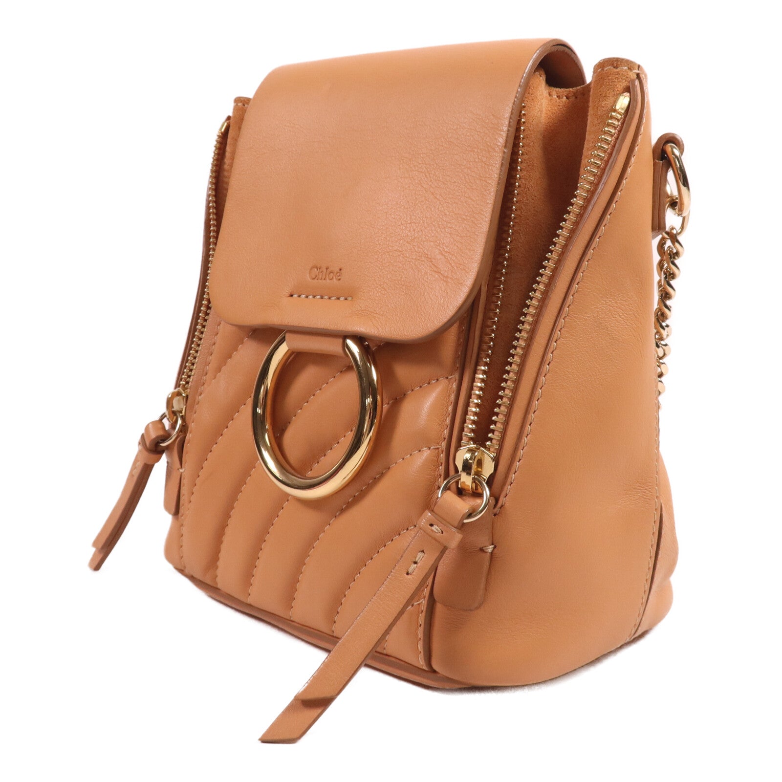 Chloe 牛皮皮革Backpack金扣背包