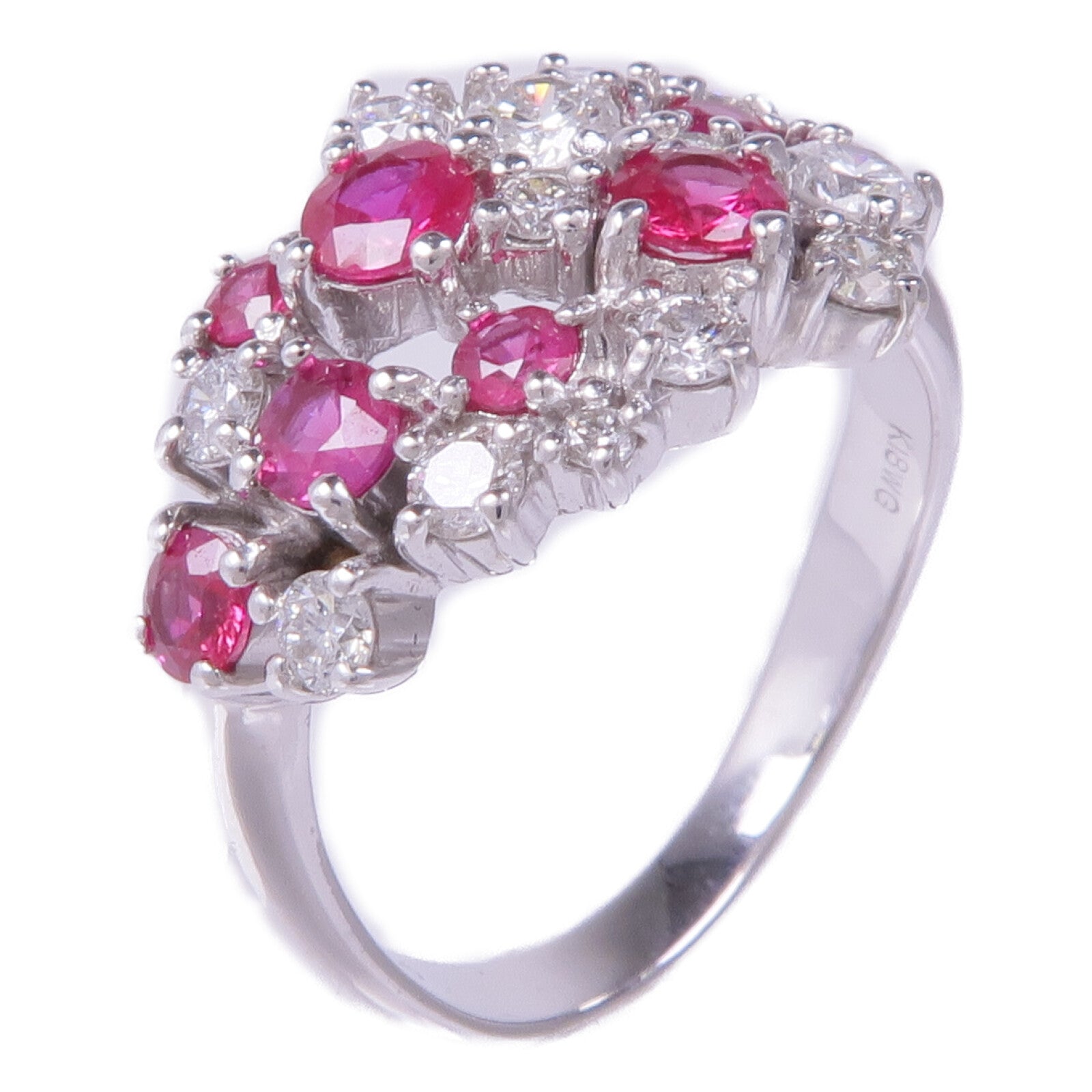 JEWELRY 【激減優惠】18K白金Ruby Diamond Ring紅寶石/鑽石戒指US#5.75